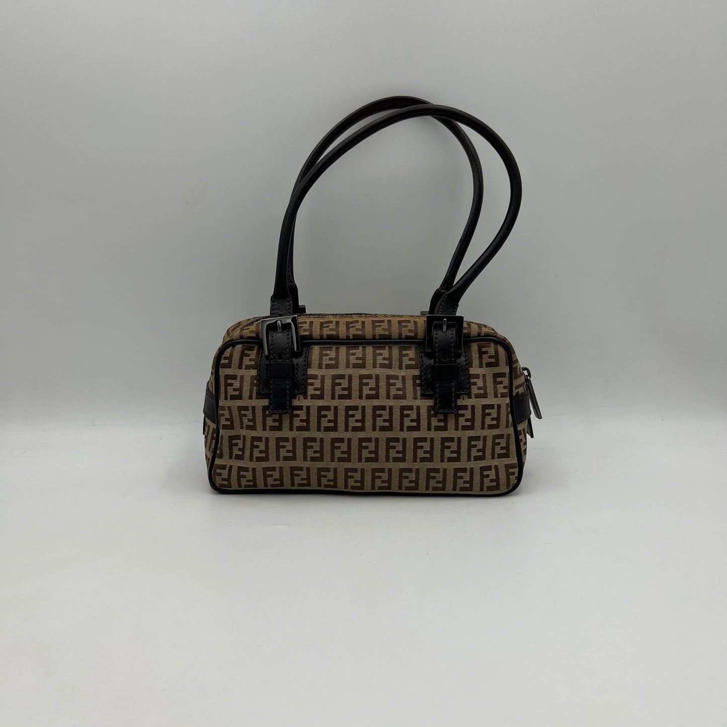 Fendi Brown Zucchino Canvas Mini Bauletto