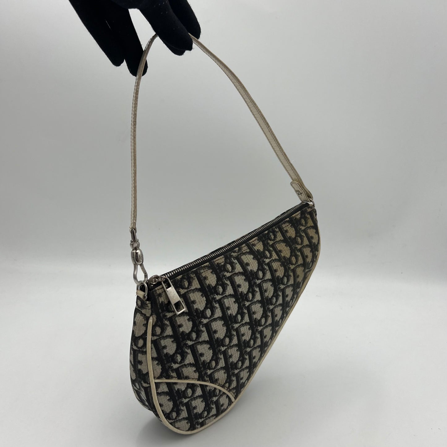 Christian Dior Black Monogram PVC Mini Saddle Pochette
