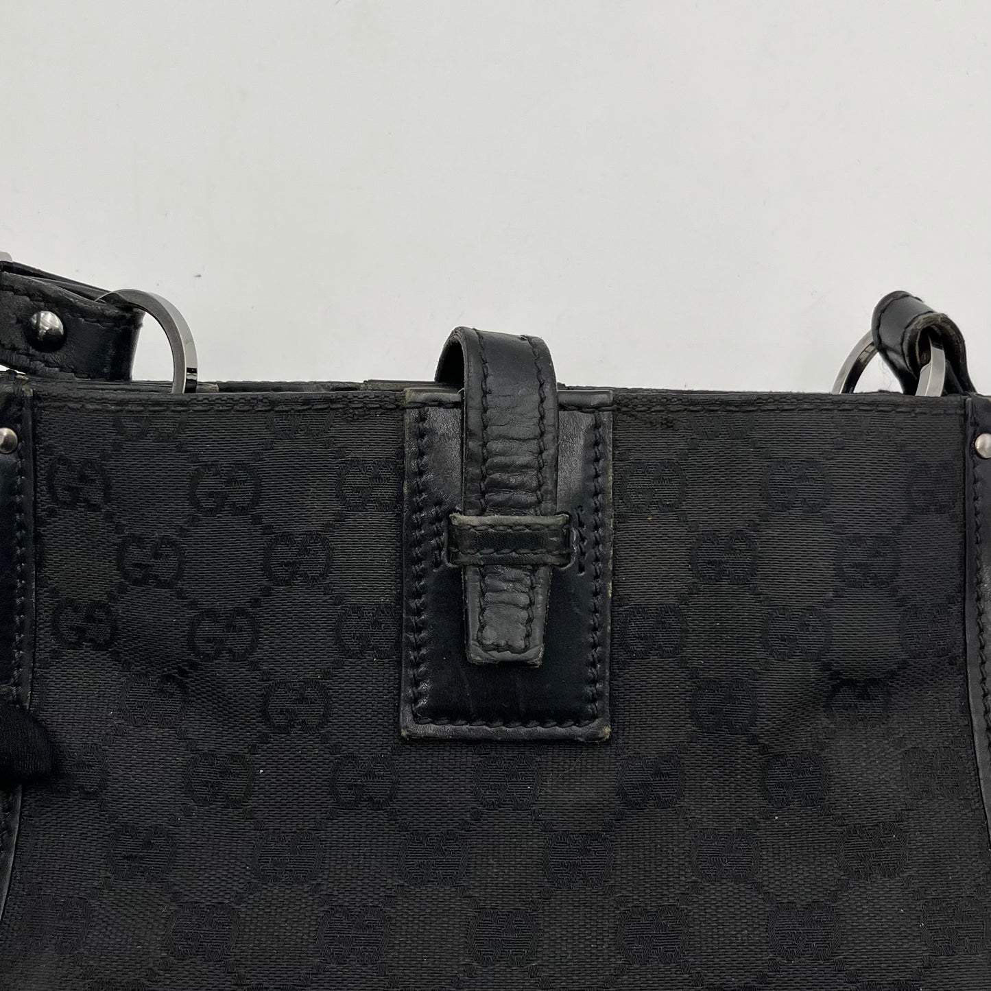 Gucci Black Monogram Canvas Leather Rectangular Shoulder Bag