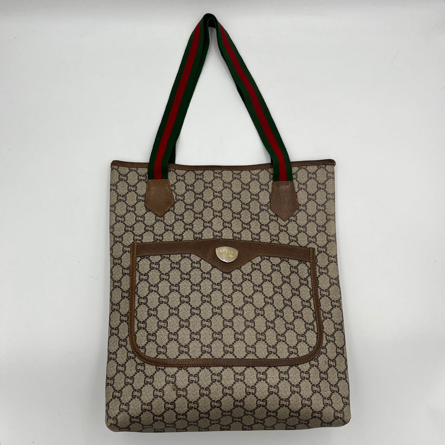 Gucci Plus Monogram PVC Sherryline Vertical Tote
