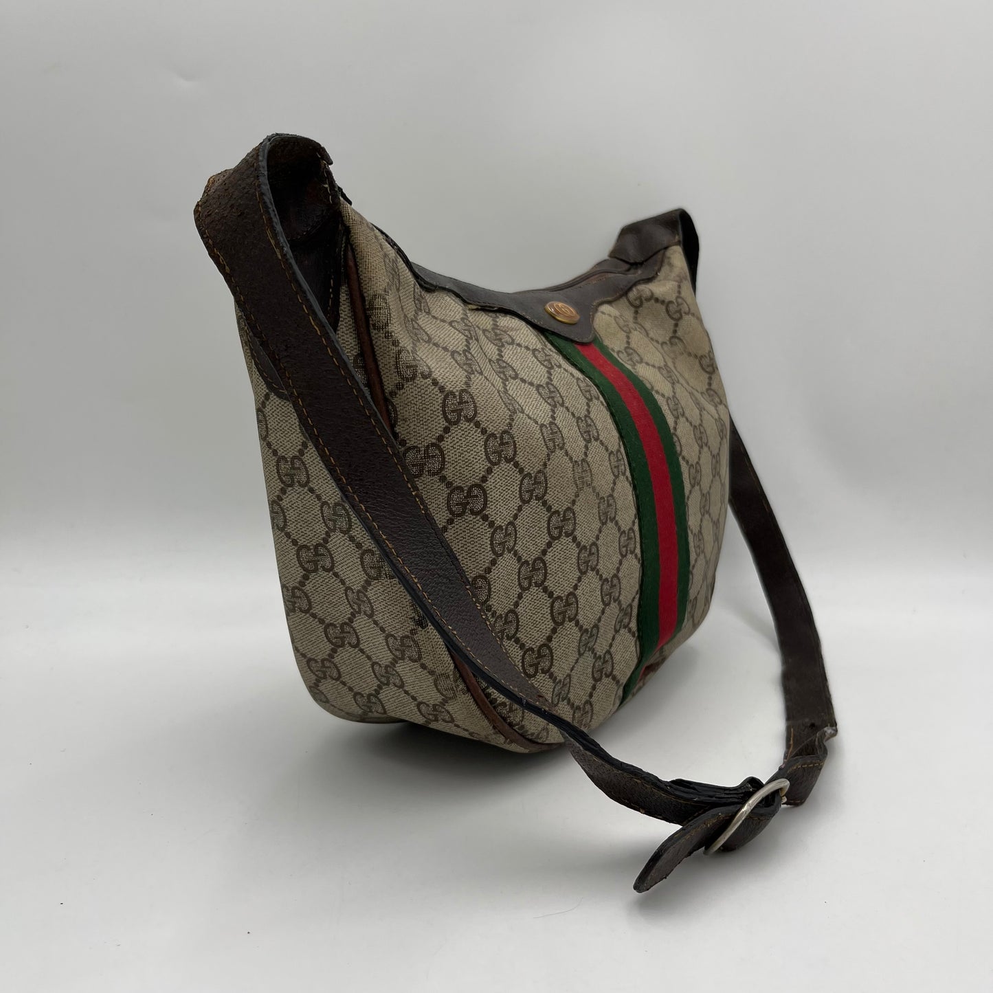 Gucci Vintage Monogram Sherryline Half Moon Shoulder Sling Bag
