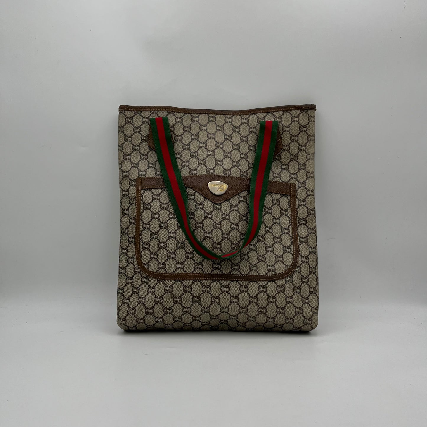 Gucci Plus Monogram PVC Sherryline Vertical Tote
