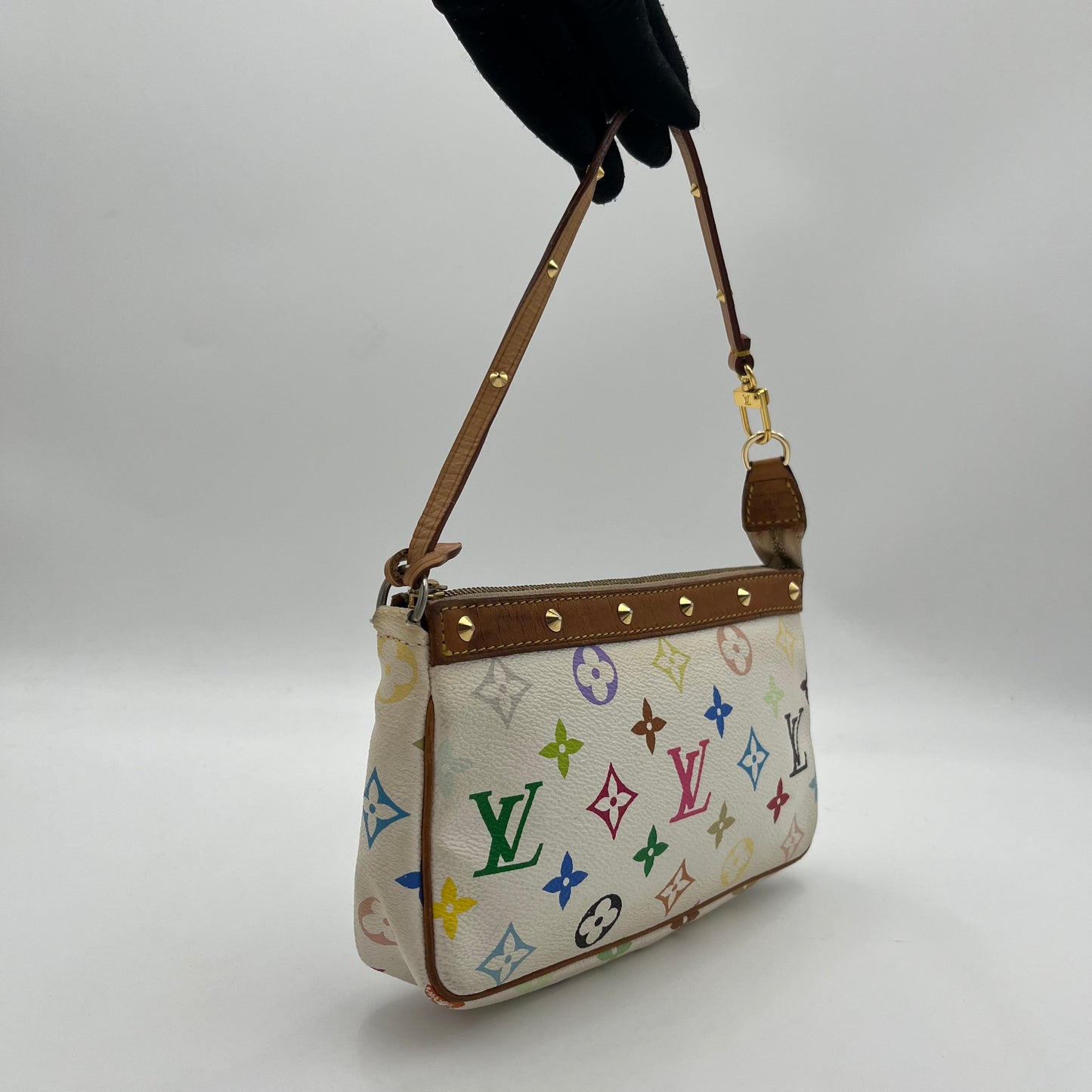 LV Takashi Murakami White Multicolor Pochette