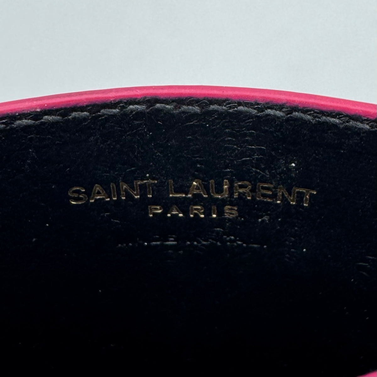 YSL Pink Grained Leather Matelasse Card Holder GHW