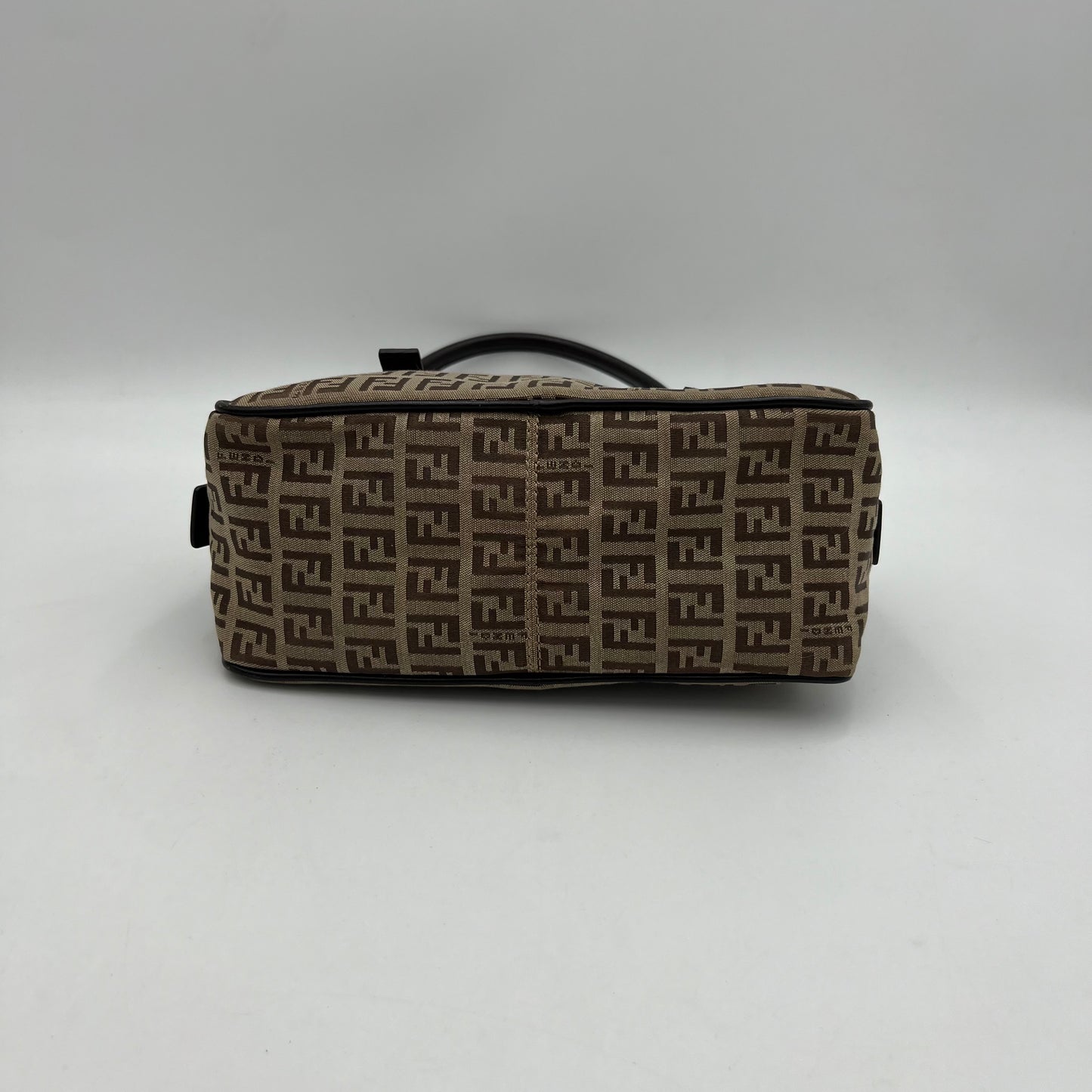 Fendi Brown Zucchino Canvas Mini Bauletto