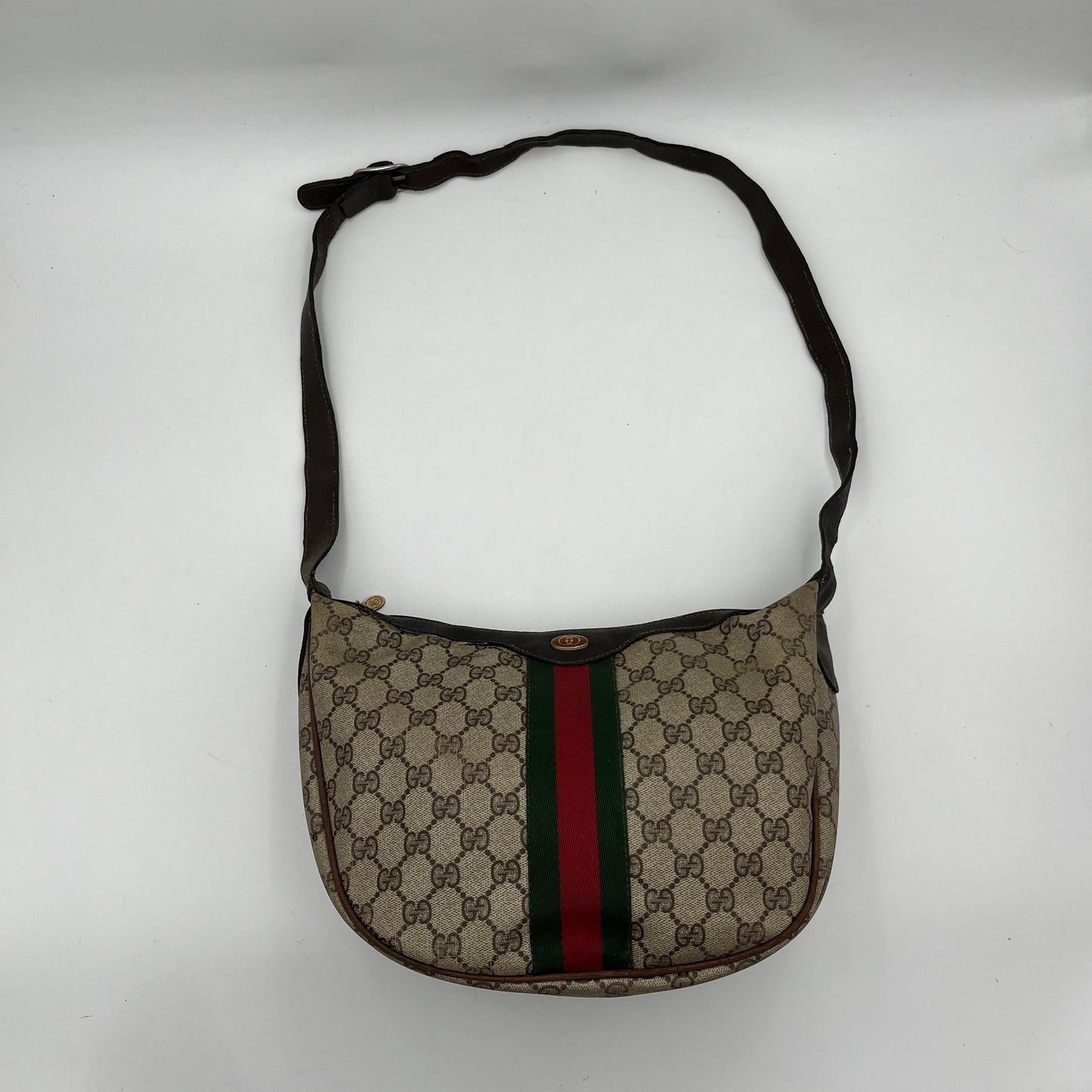 Gucci Vintage Monogram Sherryline Half Moon Shoulder Sling Bag