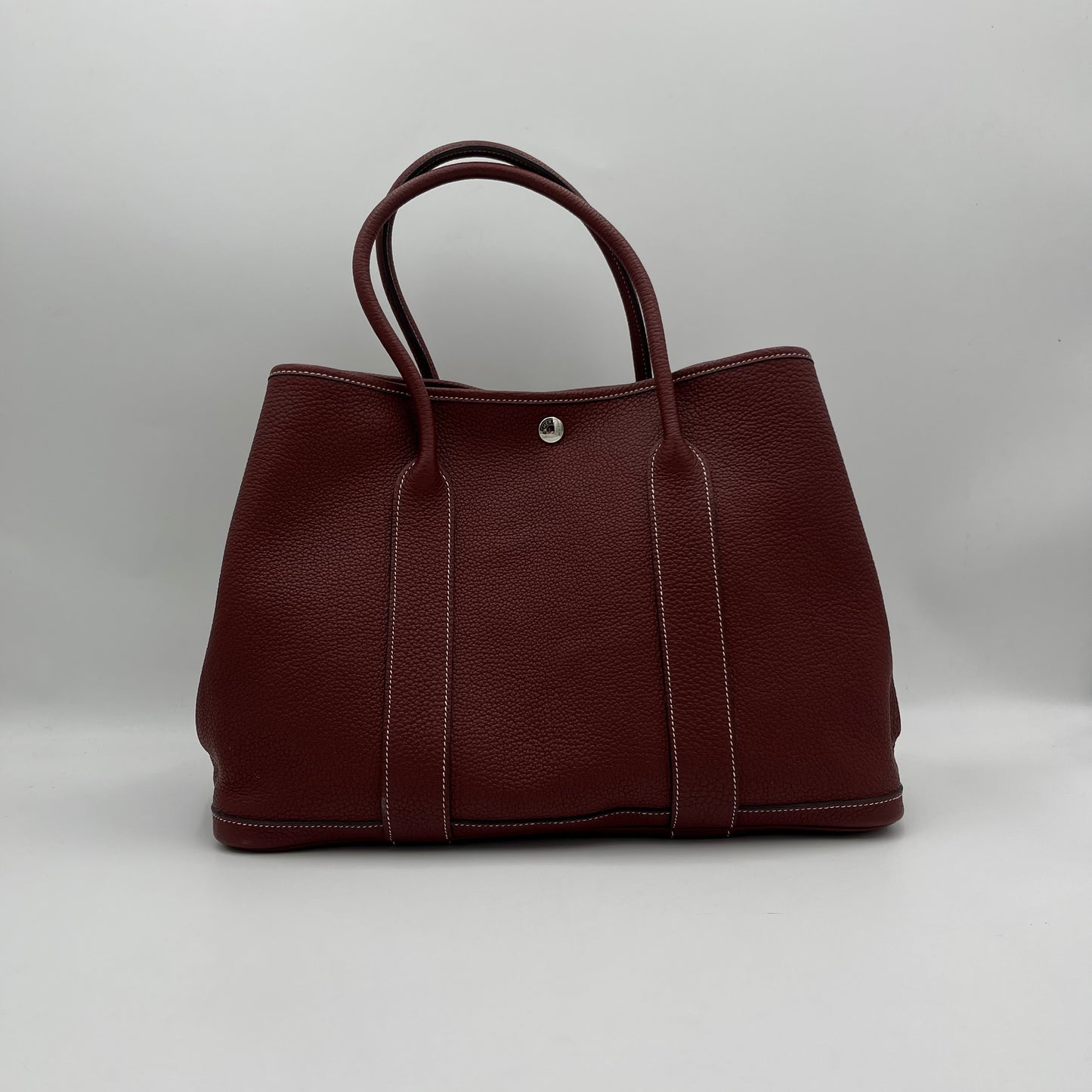 Hermes Burgundy Negonda Leather Garden Party Tote 36
