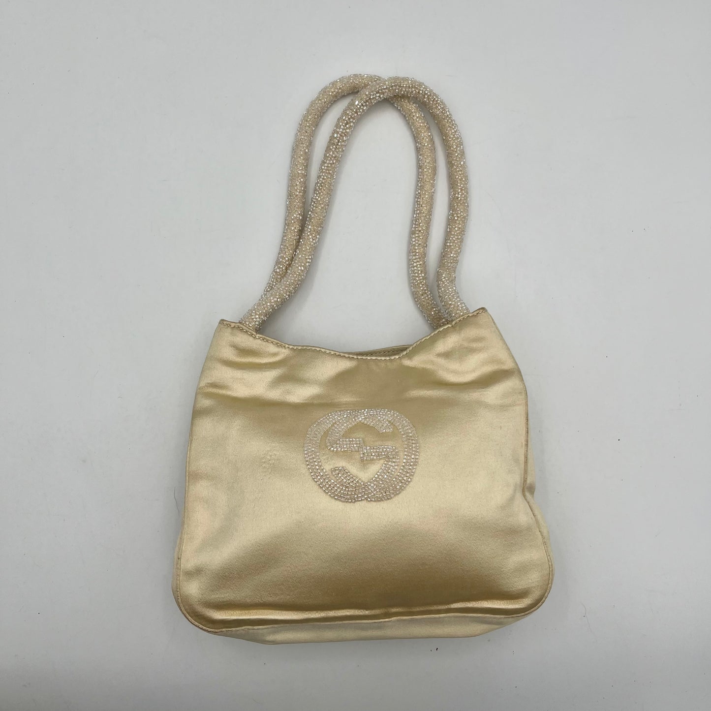 Gucci Beige Silk Beaded Mini Handbag