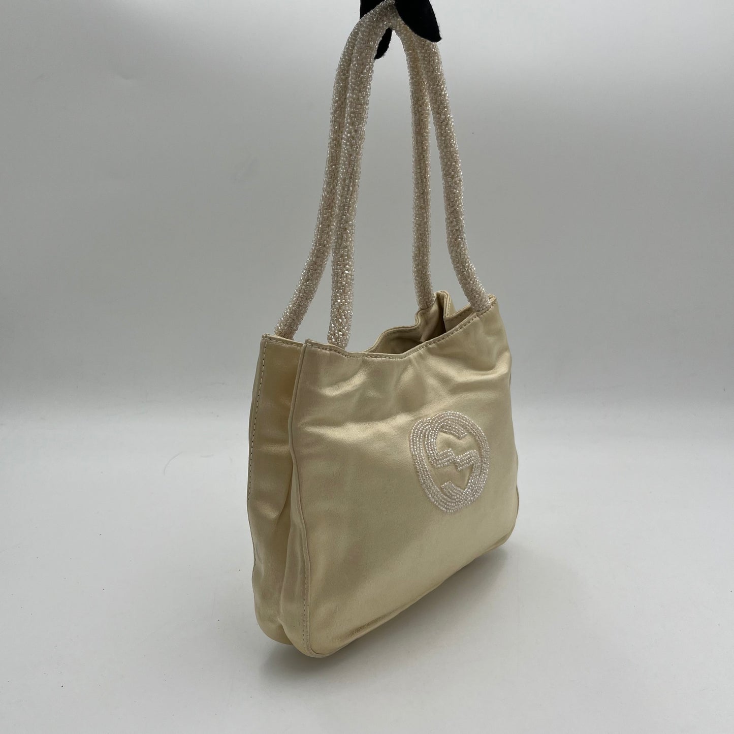 Gucci Beige Silk Beaded Mini Handbag