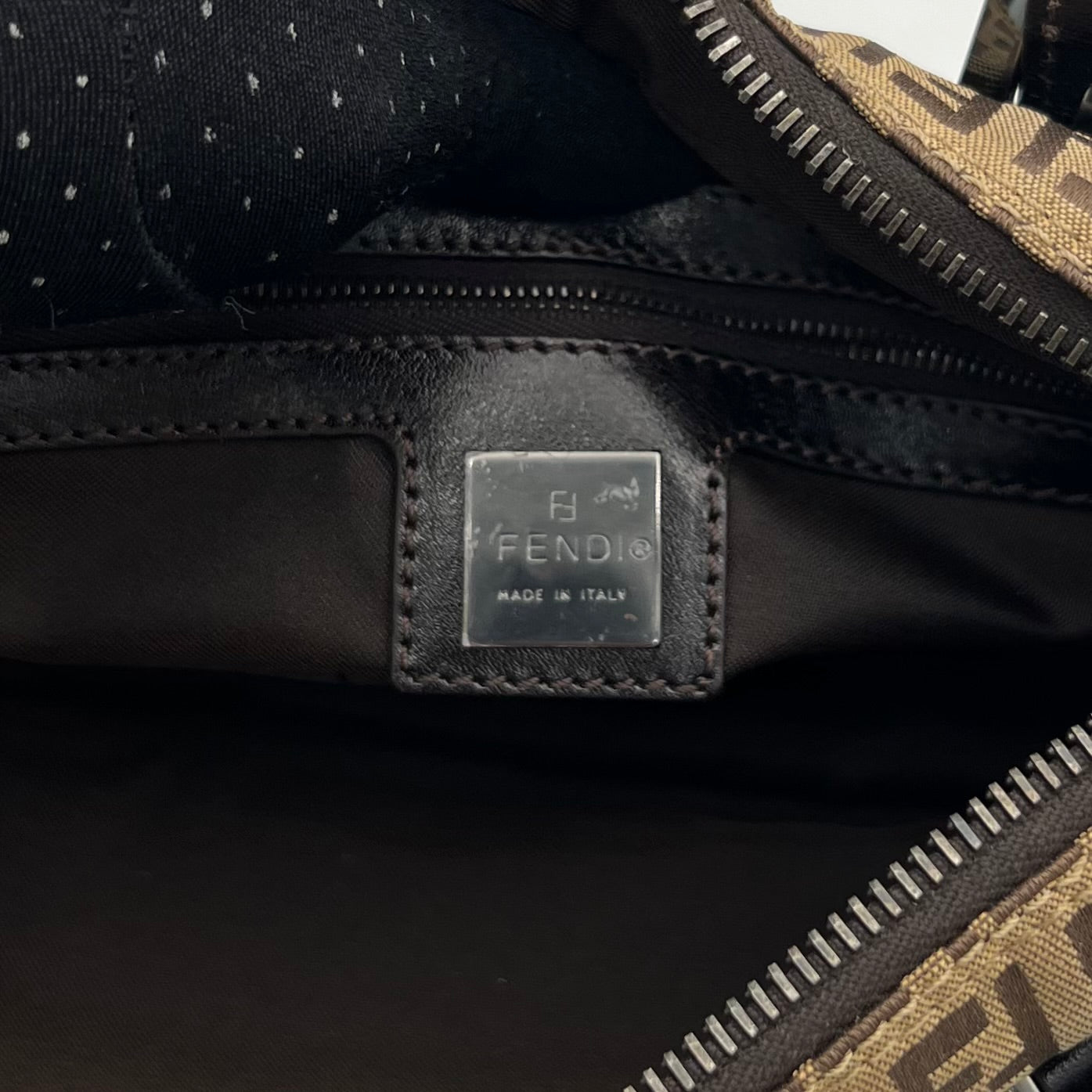 Fendi Brown Zucchino Canvas Mini Bauletto