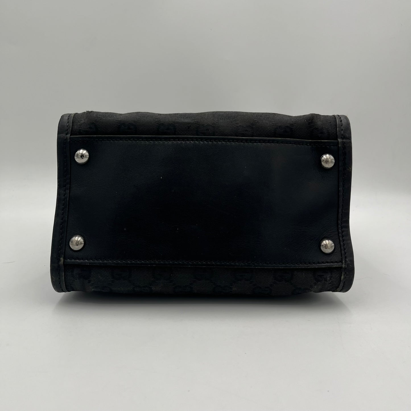 Gucci Black Monogram Canvas Leather Rectangular Shoulder Bag