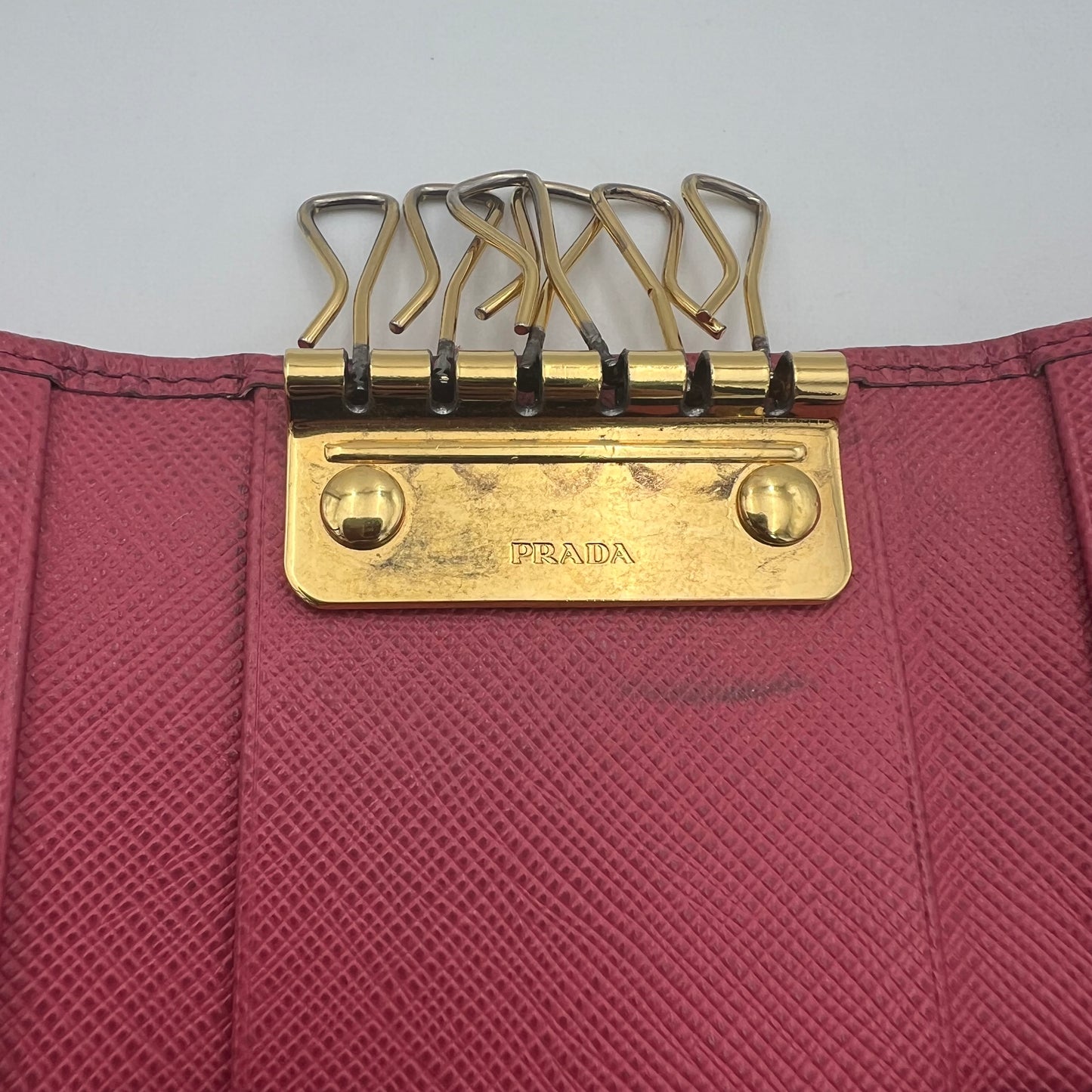 Prada Pink Saffiano Leather Key Cles