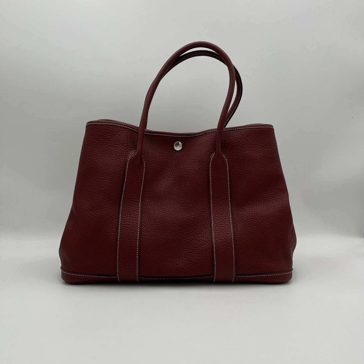 Hermes Burgundy Negonda Leather Garden Party Tote 36