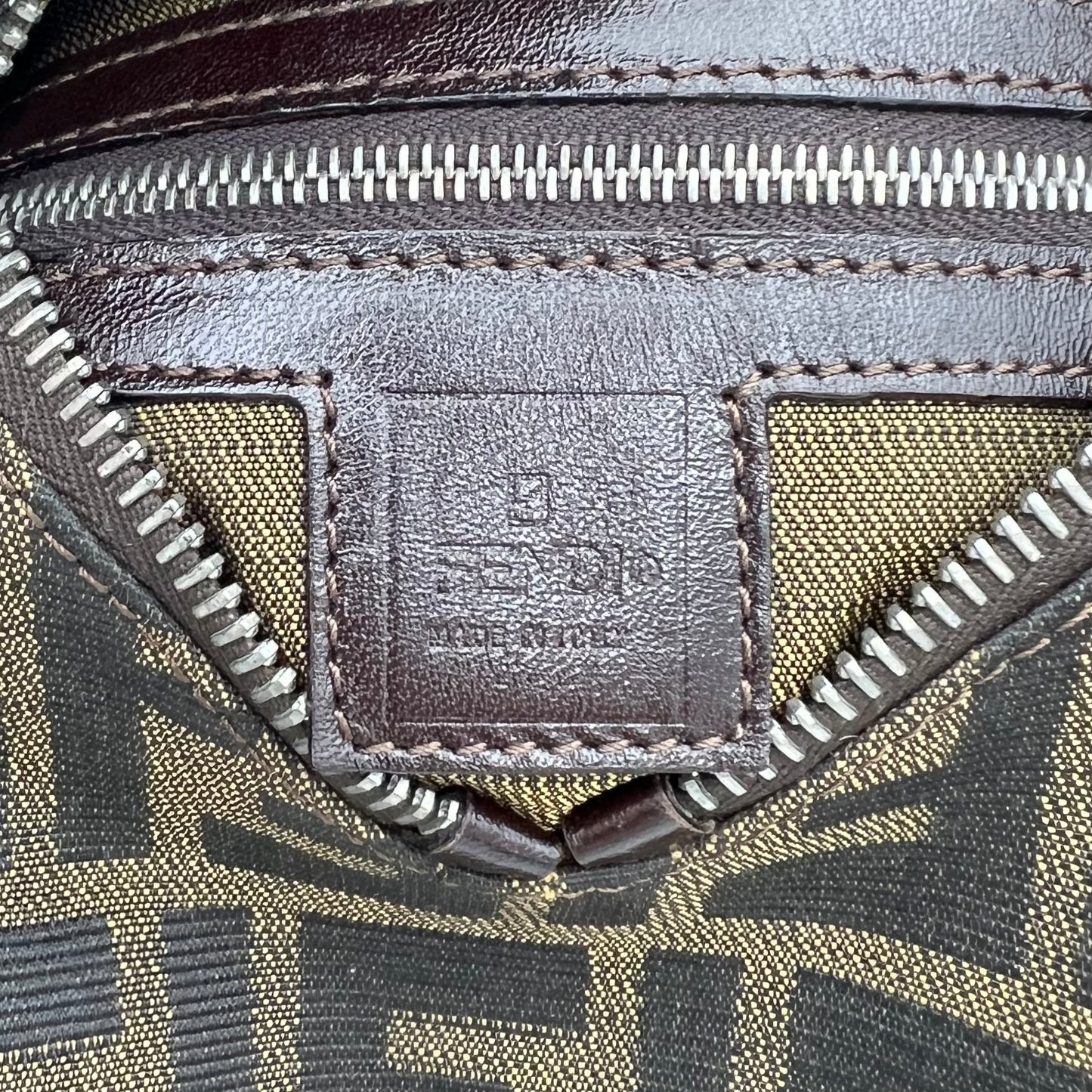 Fendi Tobacco Zucca V Hobo Shoulder Bag