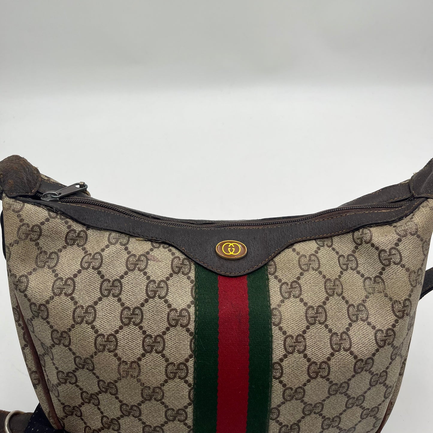 Gucci Vintage Monogram Sherryline Half Moon Shoulder Sling Bag