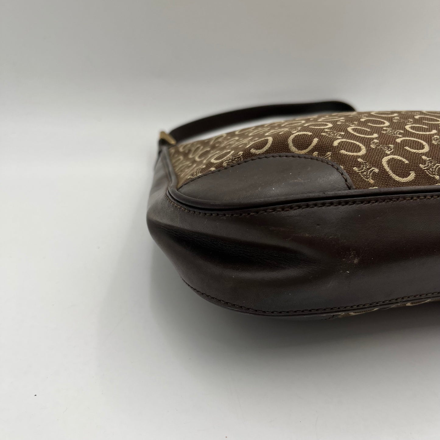 Celine Paris Brown C Triomphe Canvas Hobo Bag
