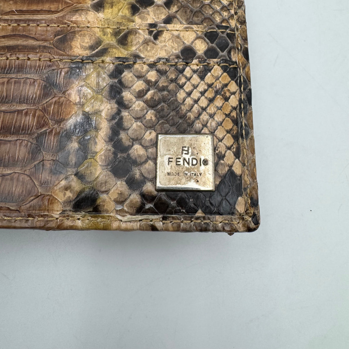 Fendi Python FF Buckle Trifold Short Wallet