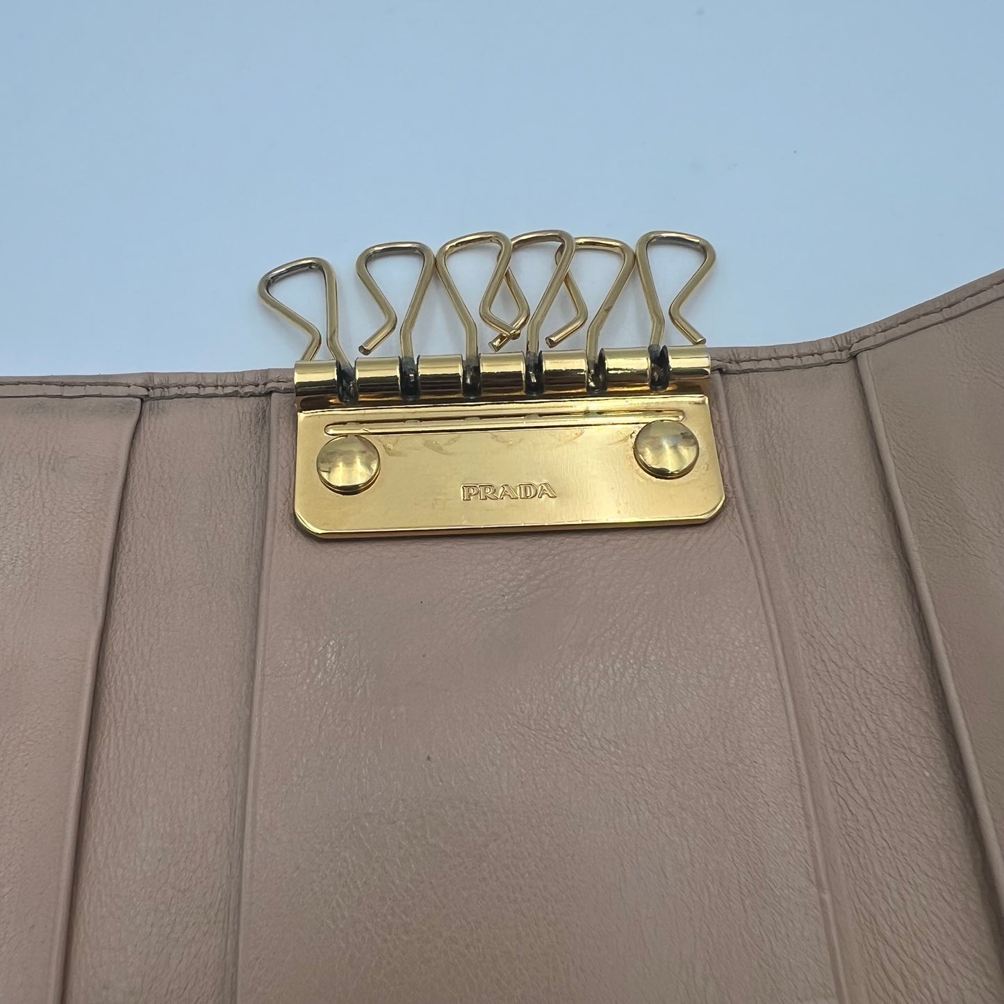 Prada Nude Leather Bow Key Holder