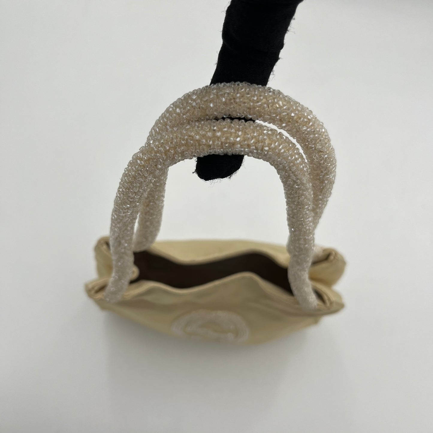 Gucci Beige Silk Beaded Mini Handbag