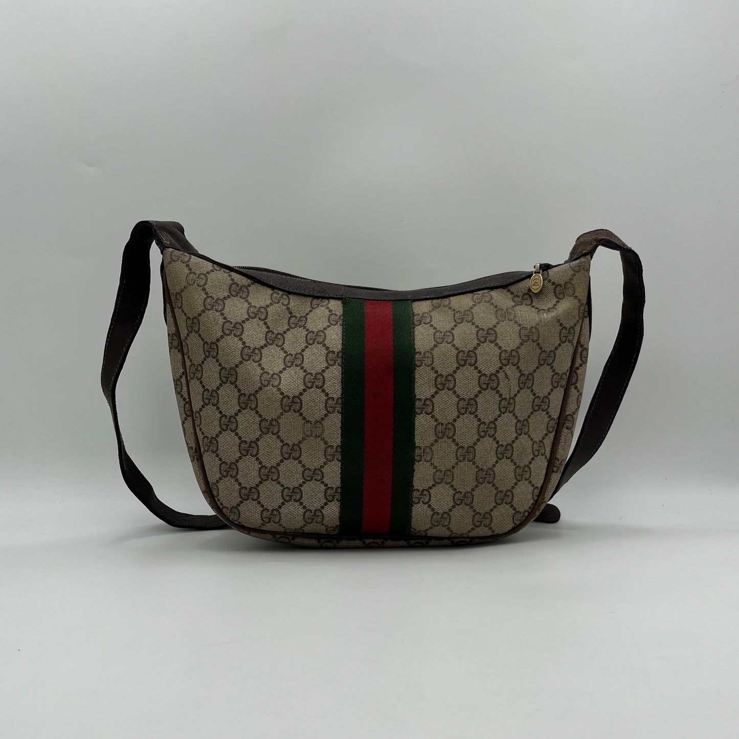 Gucci Vintage Monogram Sherryline Half Moon Shoulder Sling Bag