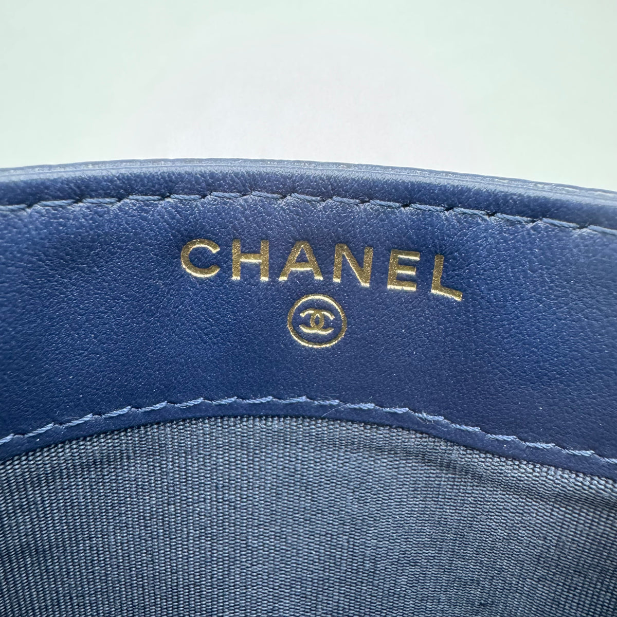 Chanel Blue Quilted Caviar Boy Card Holder