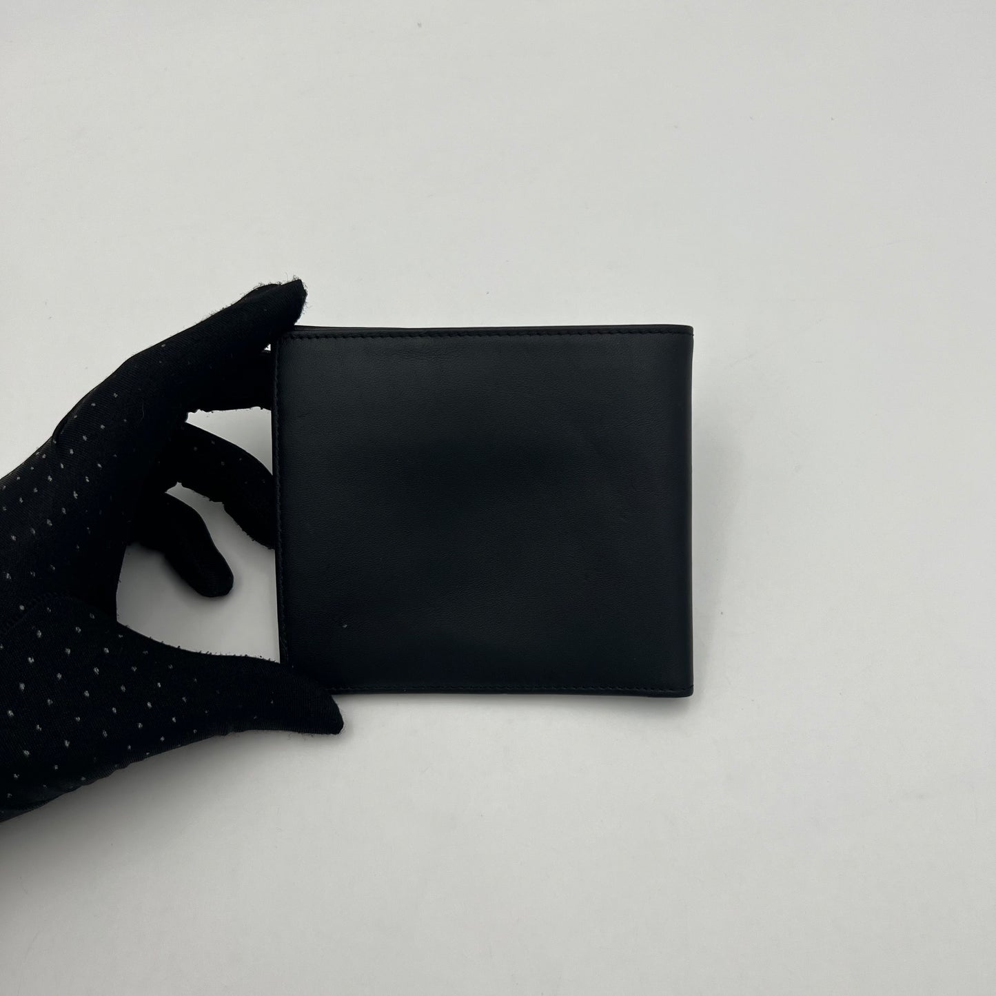 Bally Black Leather Silver Plate Bifold Wallet
