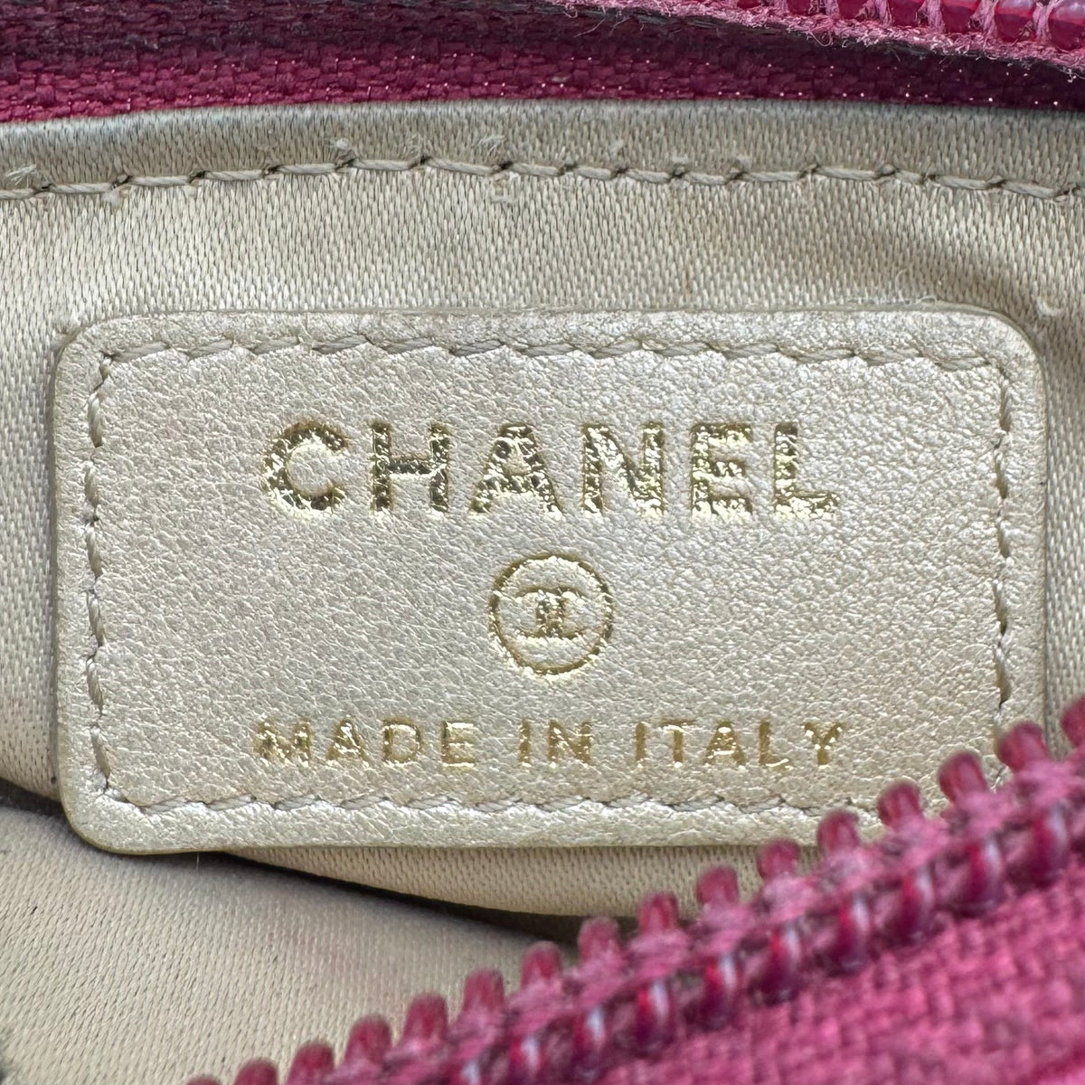 Chanel Pink Camellia Embossed O-Key Zip Pouch