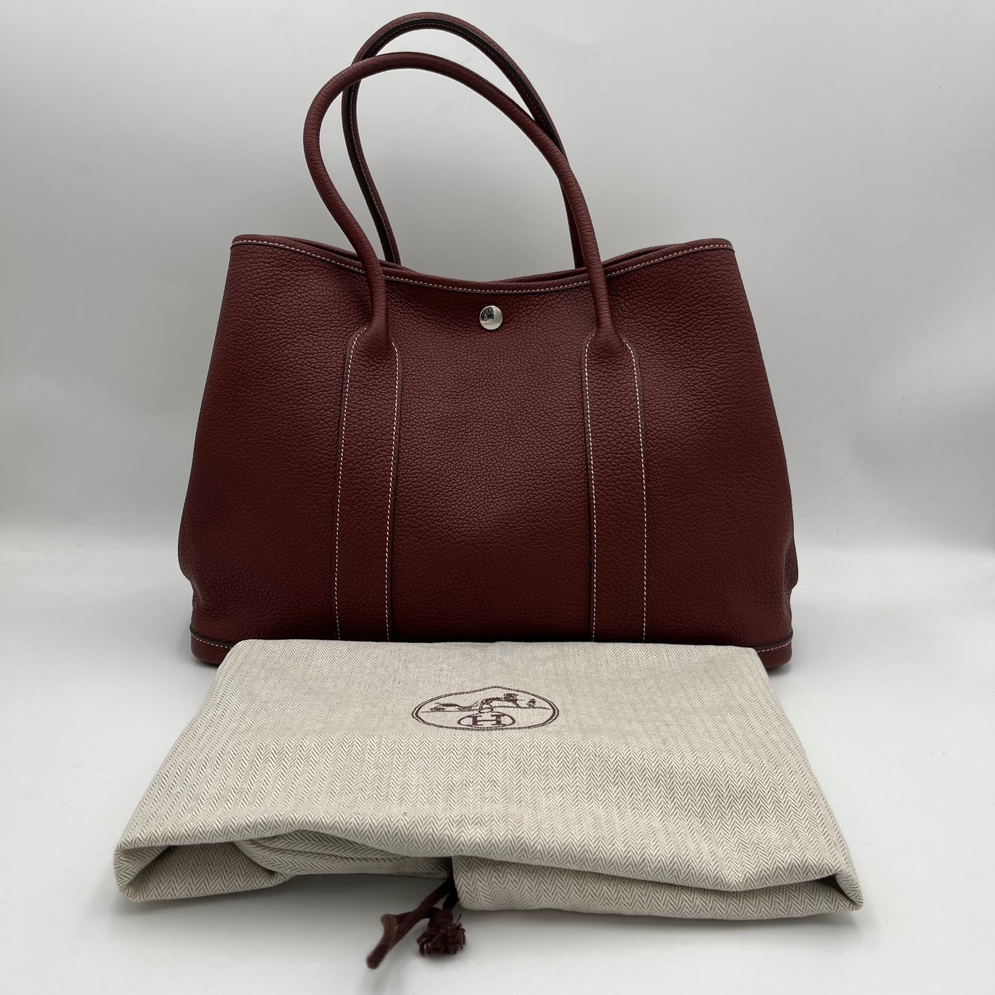 Hermes Burgundy Negonda Leather Garden Party Tote 36