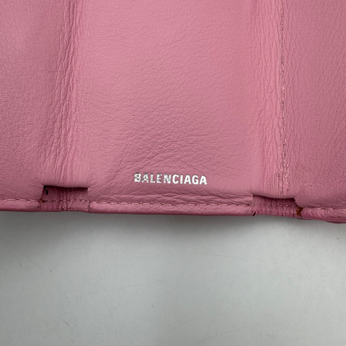 Balenciaga Pink Leather Papier Envelope Mini Trifold Wallet