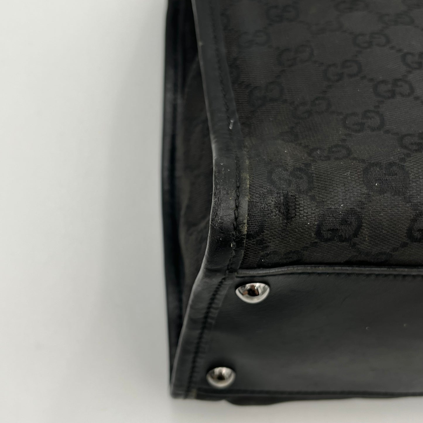 Gucci Black Monogram Canvas Leather Rectangular Shoulder Bag