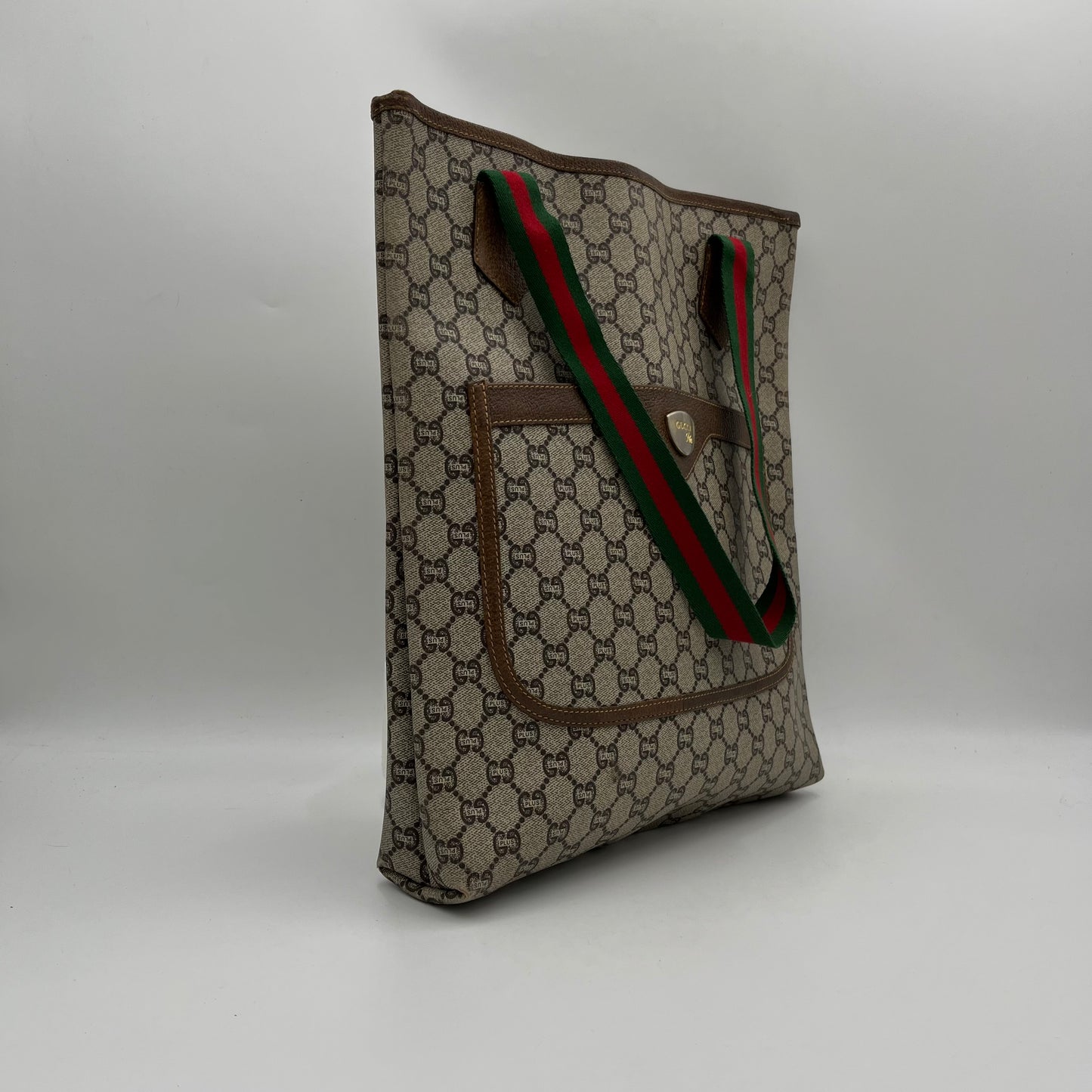 Gucci Plus Monogram PVC Sherryline Vertical Tote