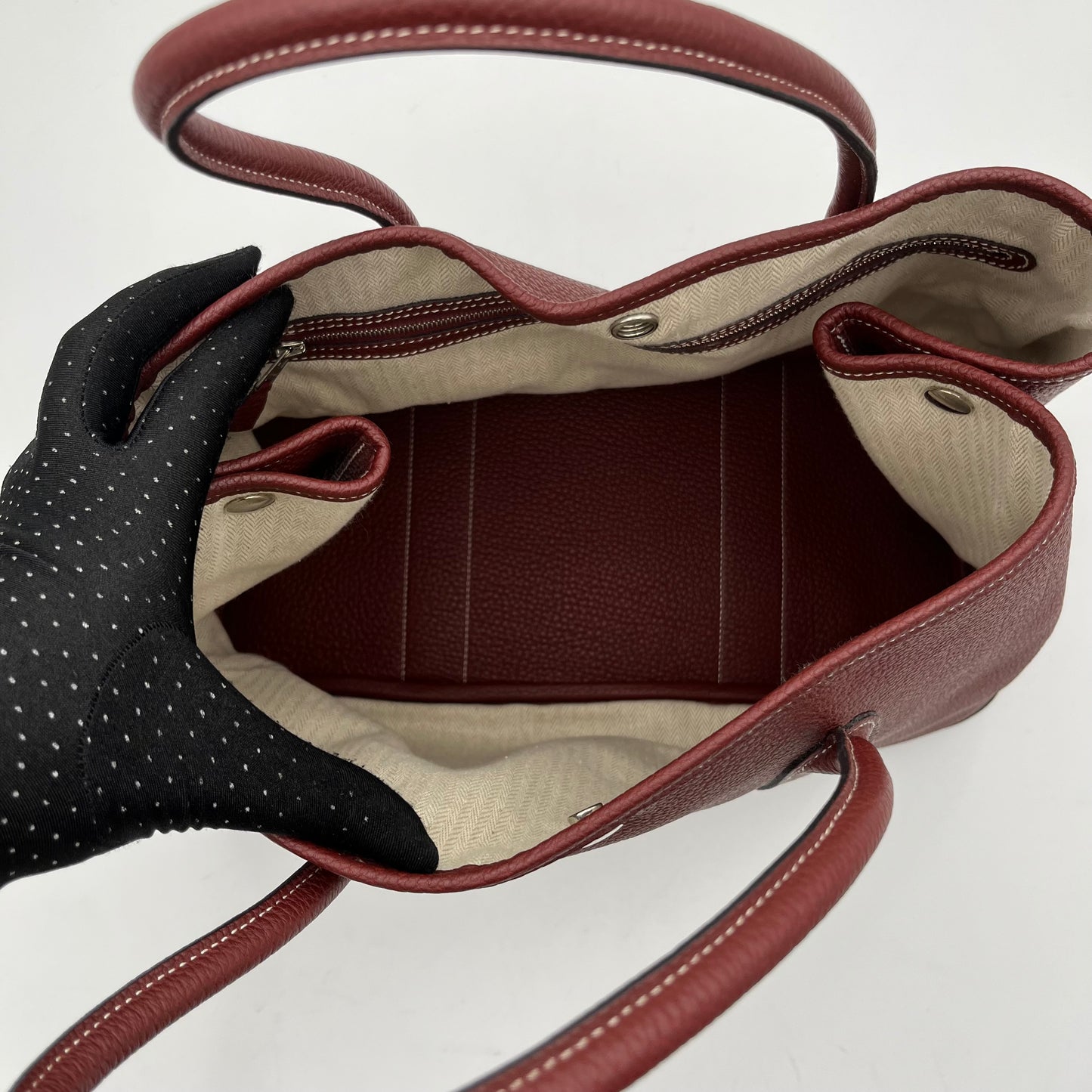 Hermes Burgundy Negonda Leather Garden Party Tote 36