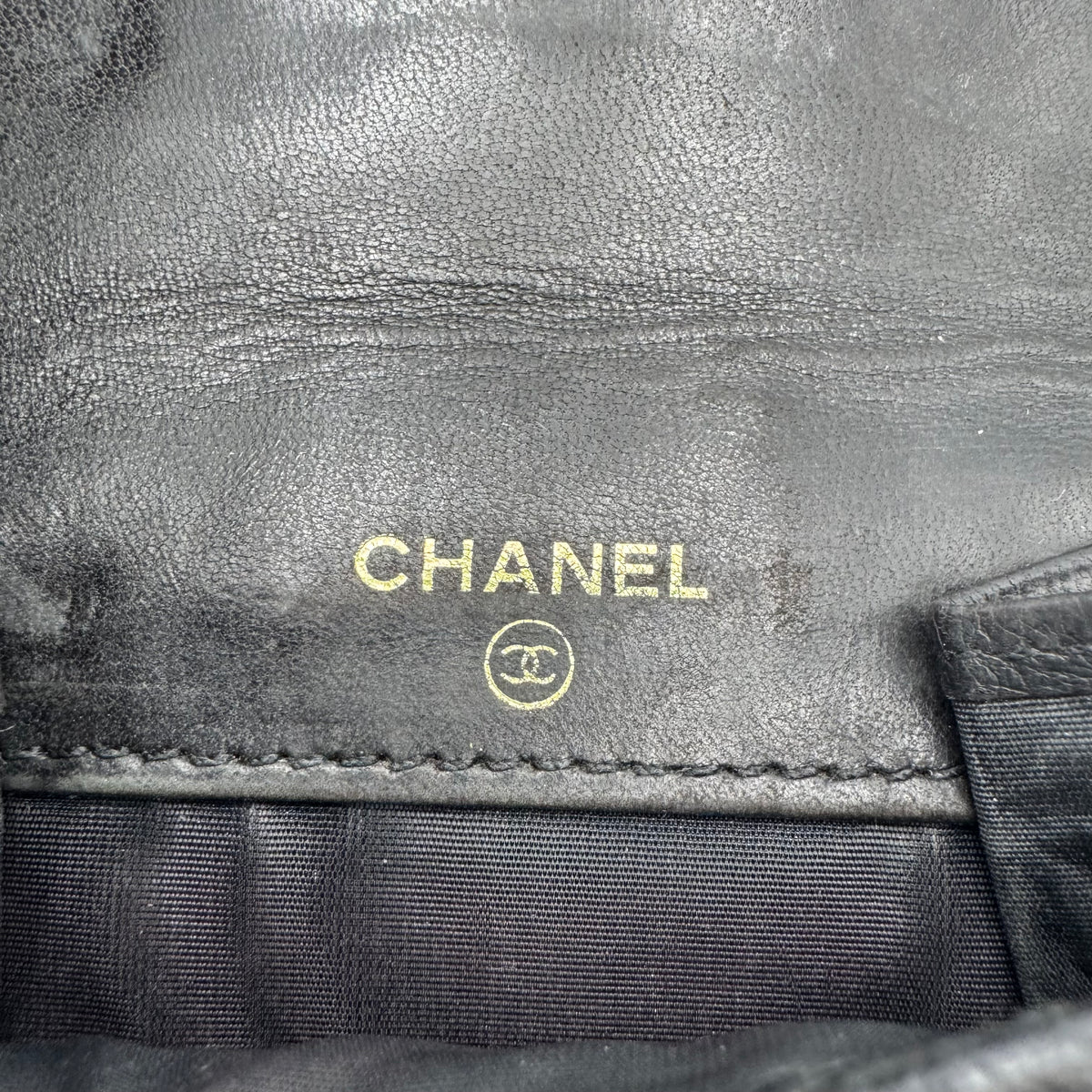Chanel Black Caviar CC Stitch Bifold Short Wallet