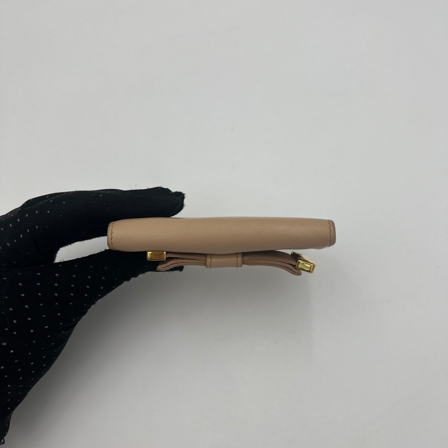 Prada Nude Leather Bow Key Holder