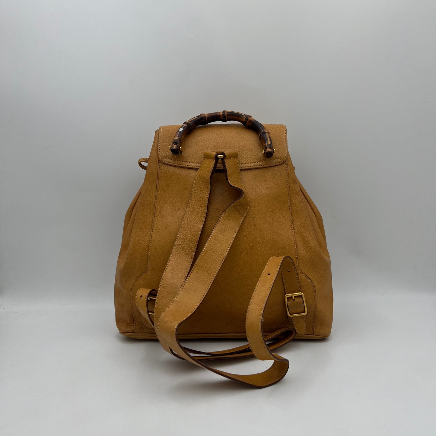 Gucci Yellow Leather Bamboo Backpack