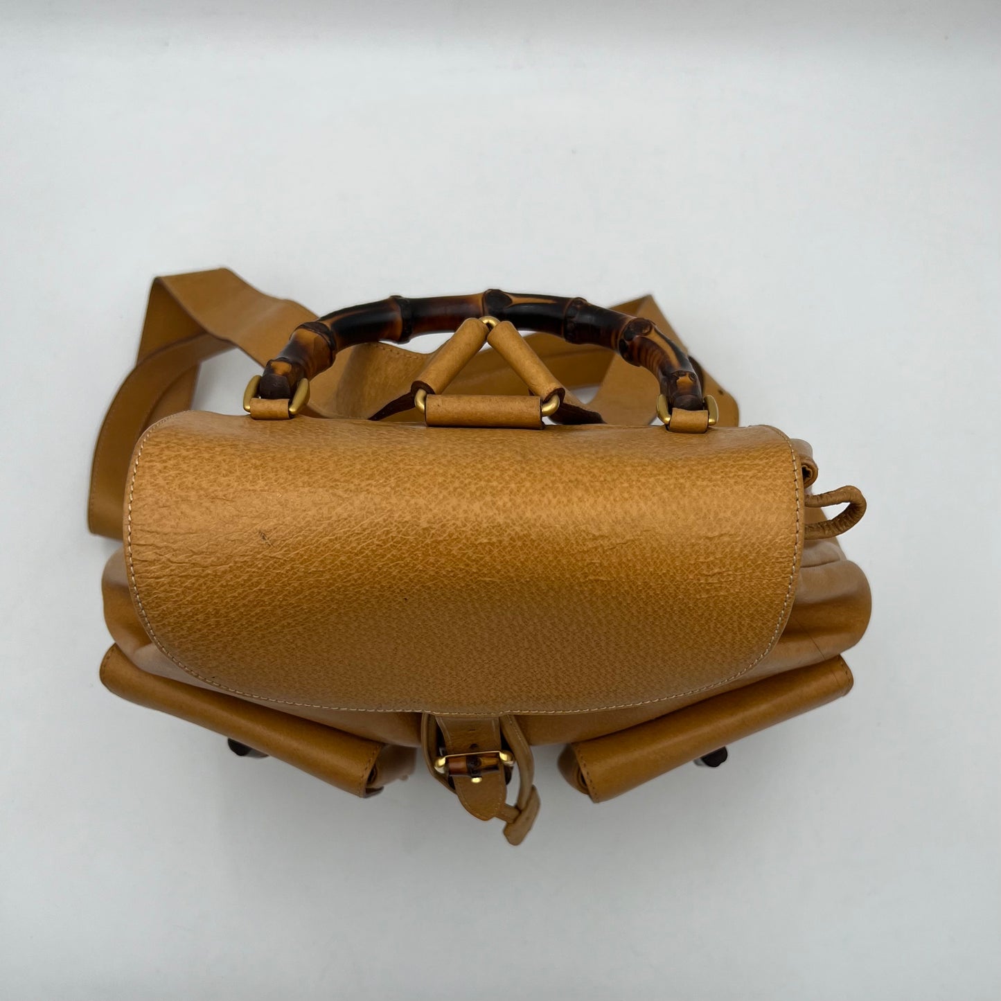 Gucci Yellow Leather Bamboo Backpack