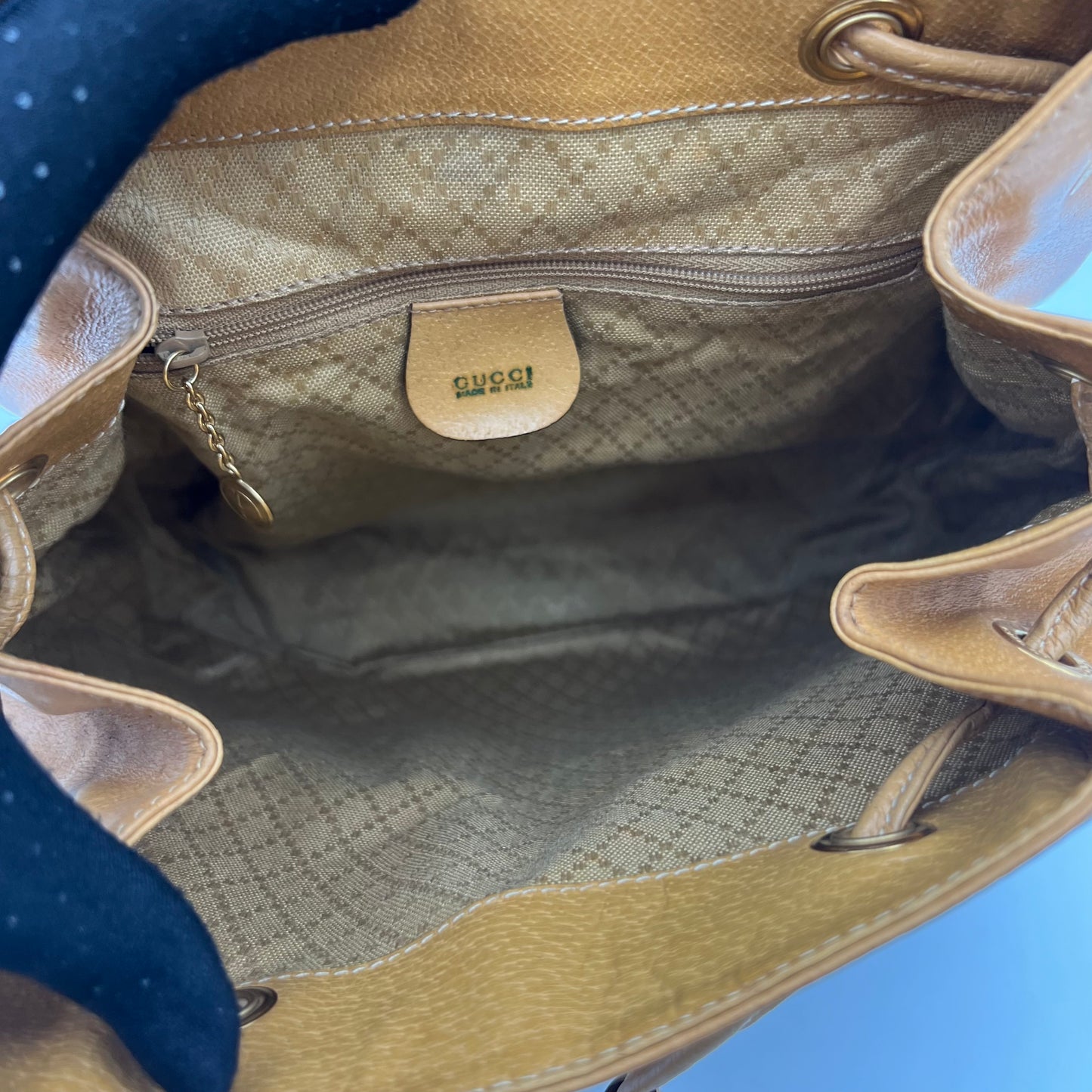 Gucci Yellow Leather Bamboo Backpack