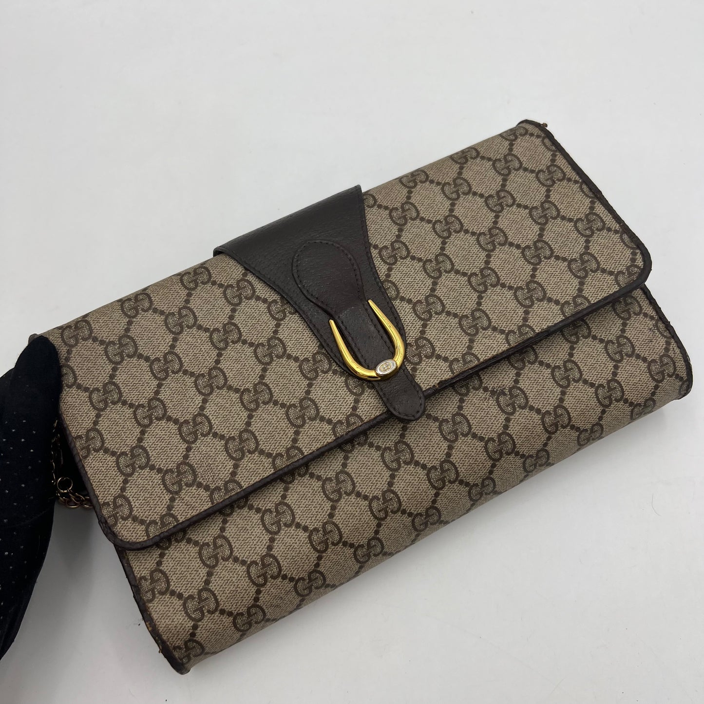 Gucci Monogram PVC Flap Clutch Crossbody