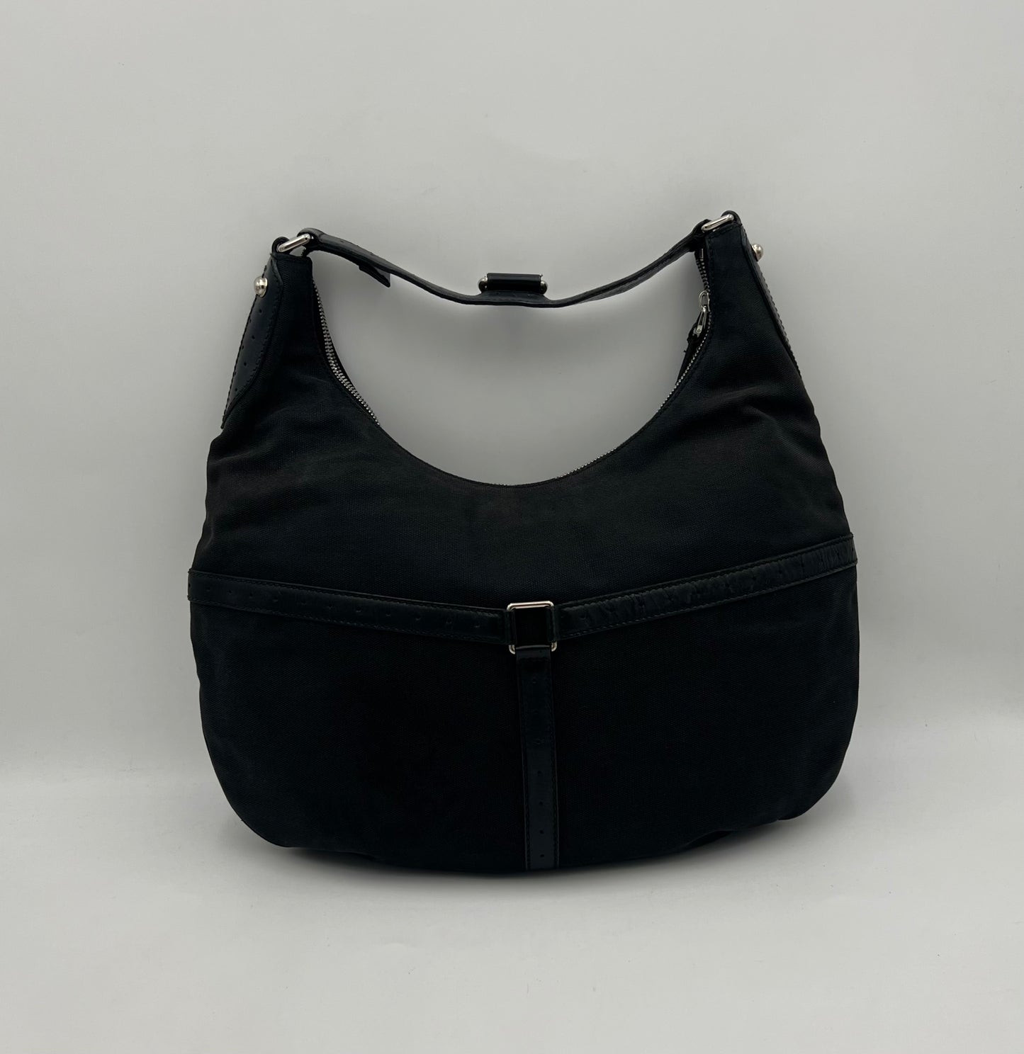 Gucci Black Canvas Reins Hobo Shoulder Bag