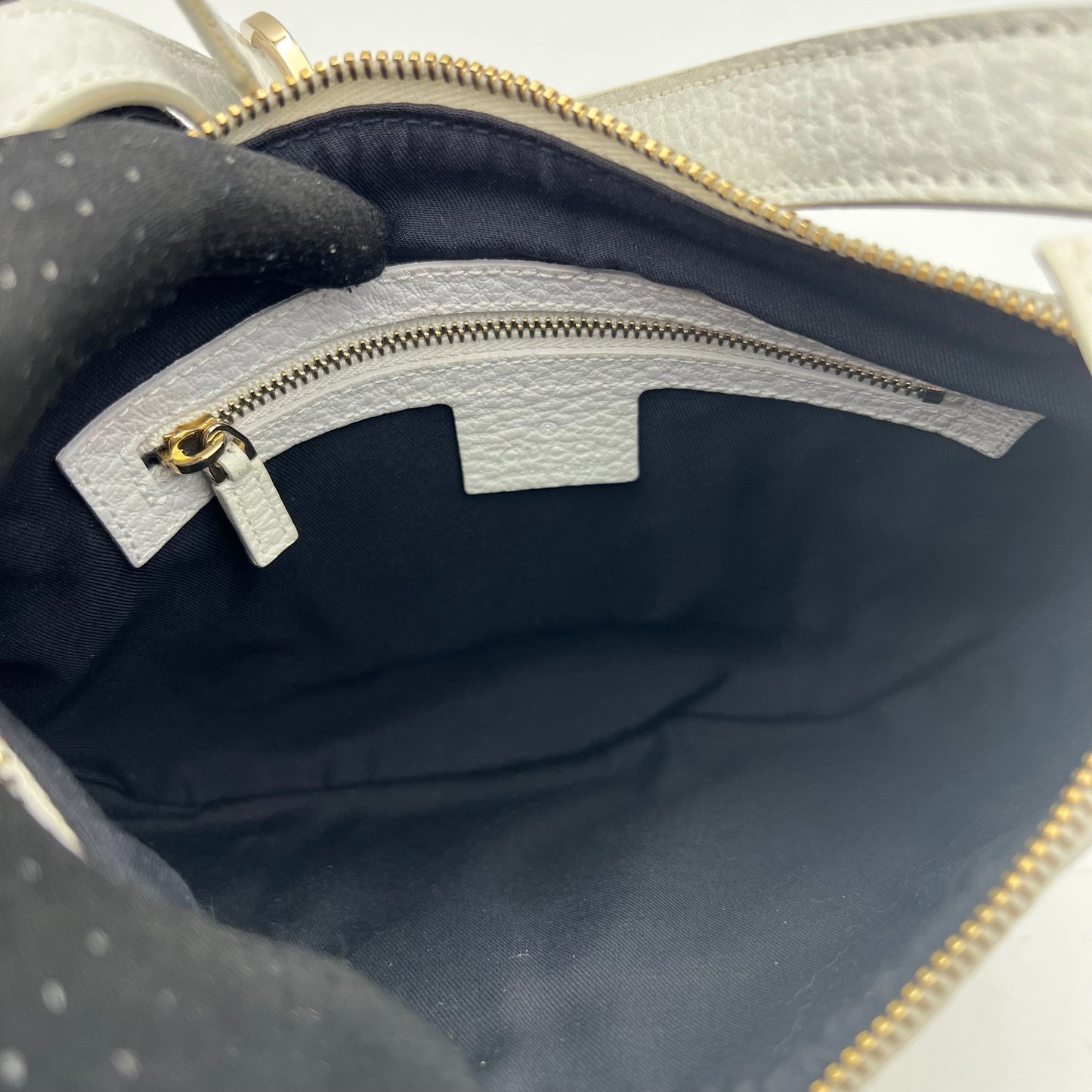 Gucci White Leather Web Blondie Hobo Shoulder Bag