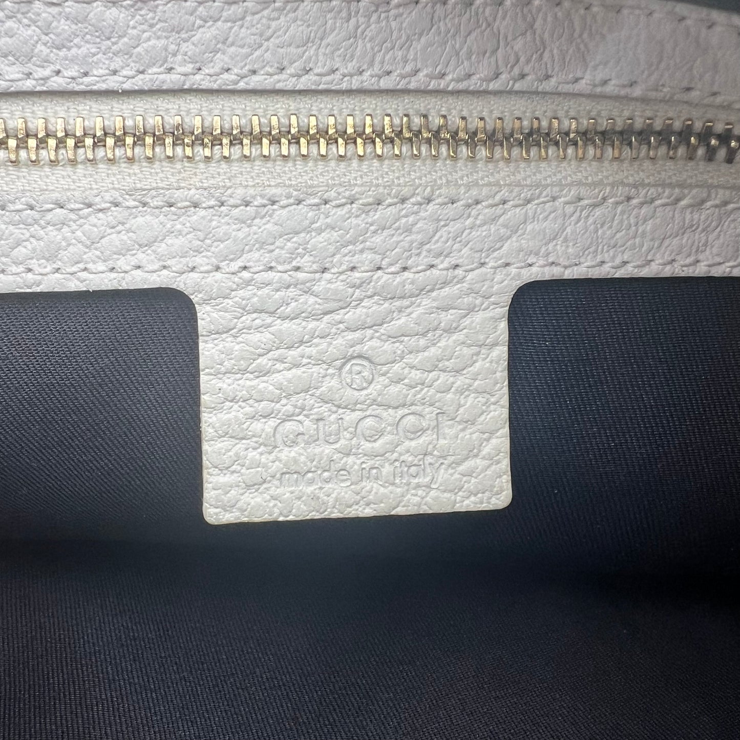 Gucci White Leather Web Blondie Hobo Shoulder Bag