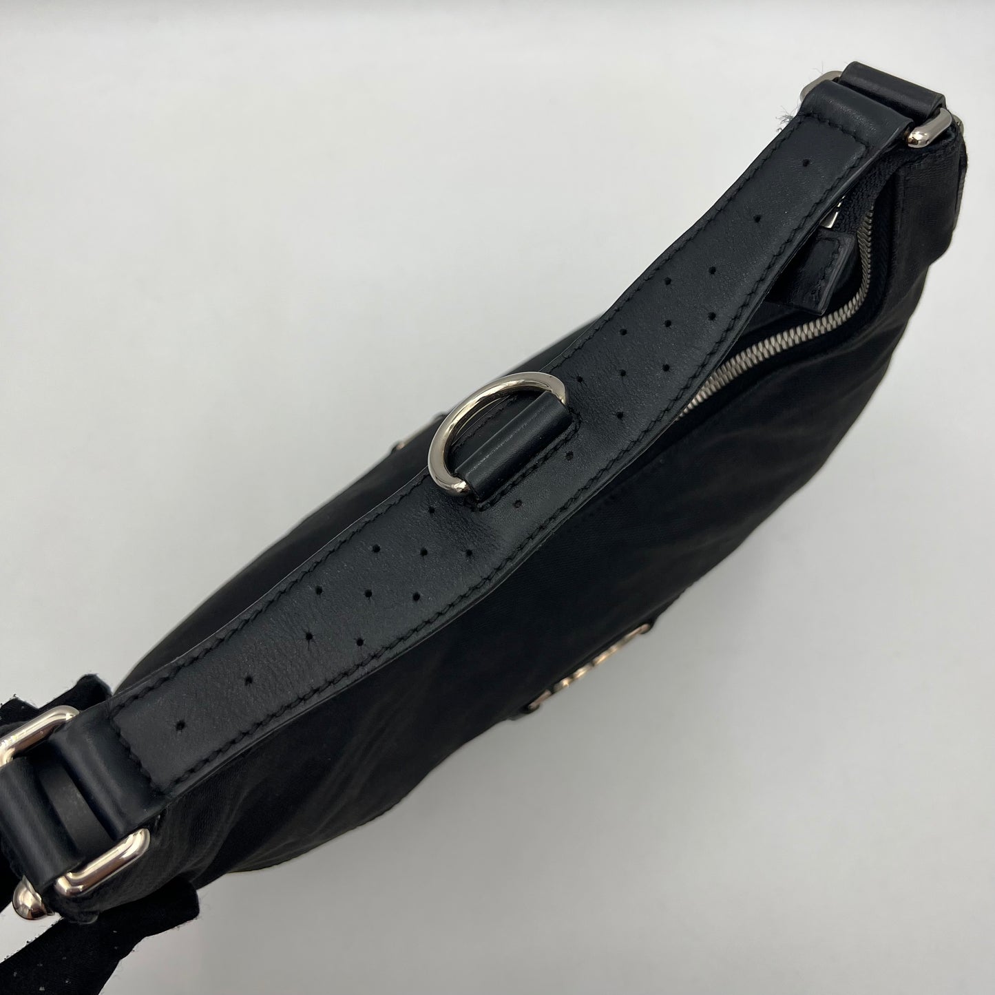 Gucci Black Canvas Reins Hobo Shoulder Bag