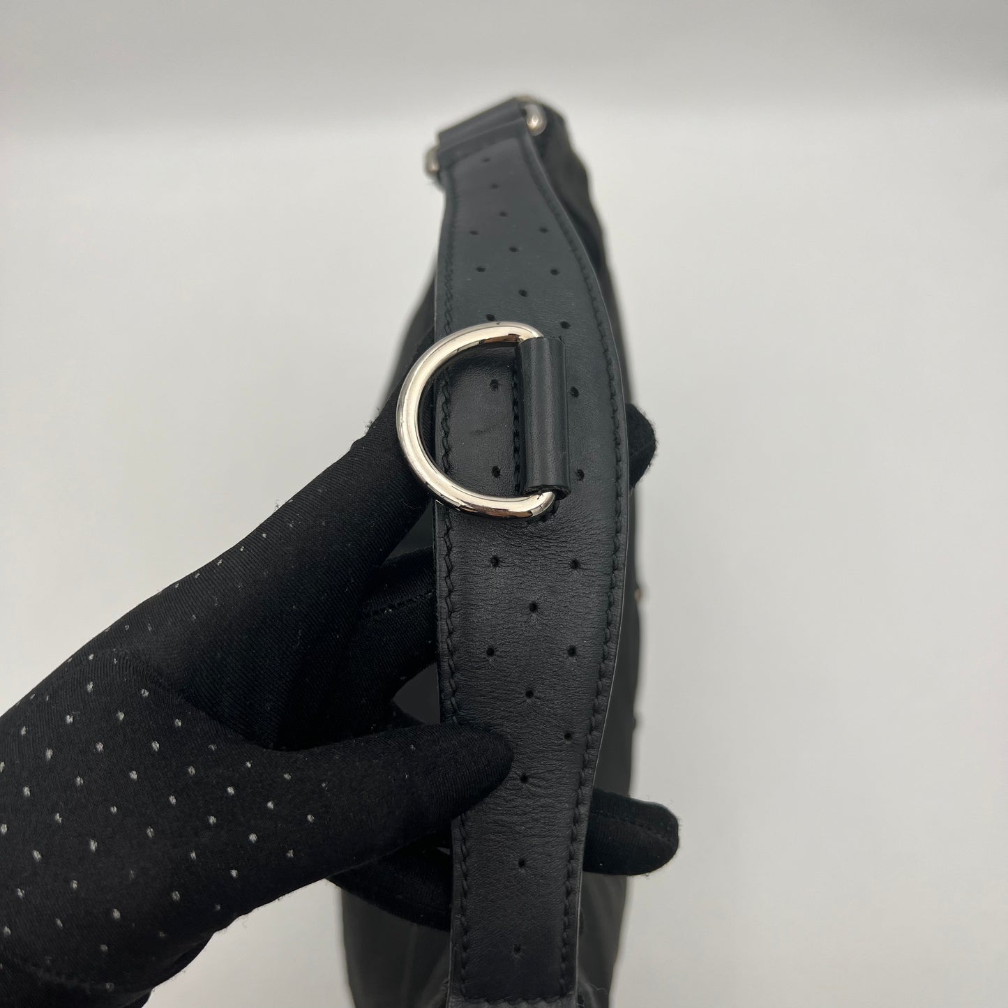 Gucci Black Canvas Reins Hobo Shoulder Bag