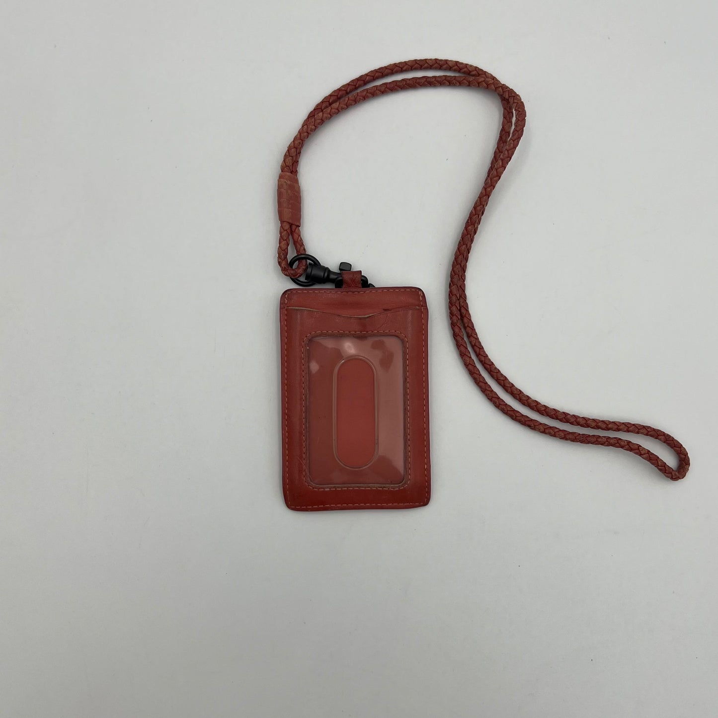 Bottega Veneta Salmon Pink Intrecciato ID Cardholder Lanyard