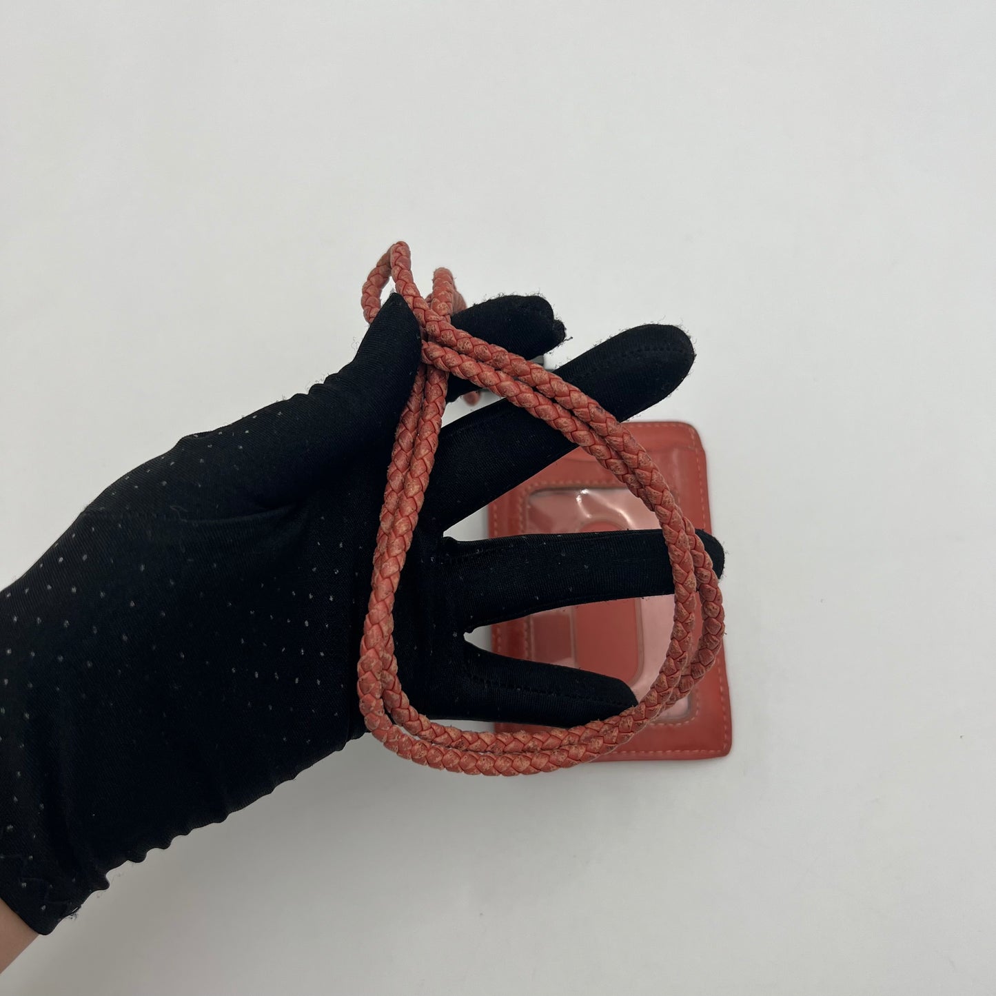Bottega Veneta Salmon Pink Intrecciato ID Cardholder Lanyard