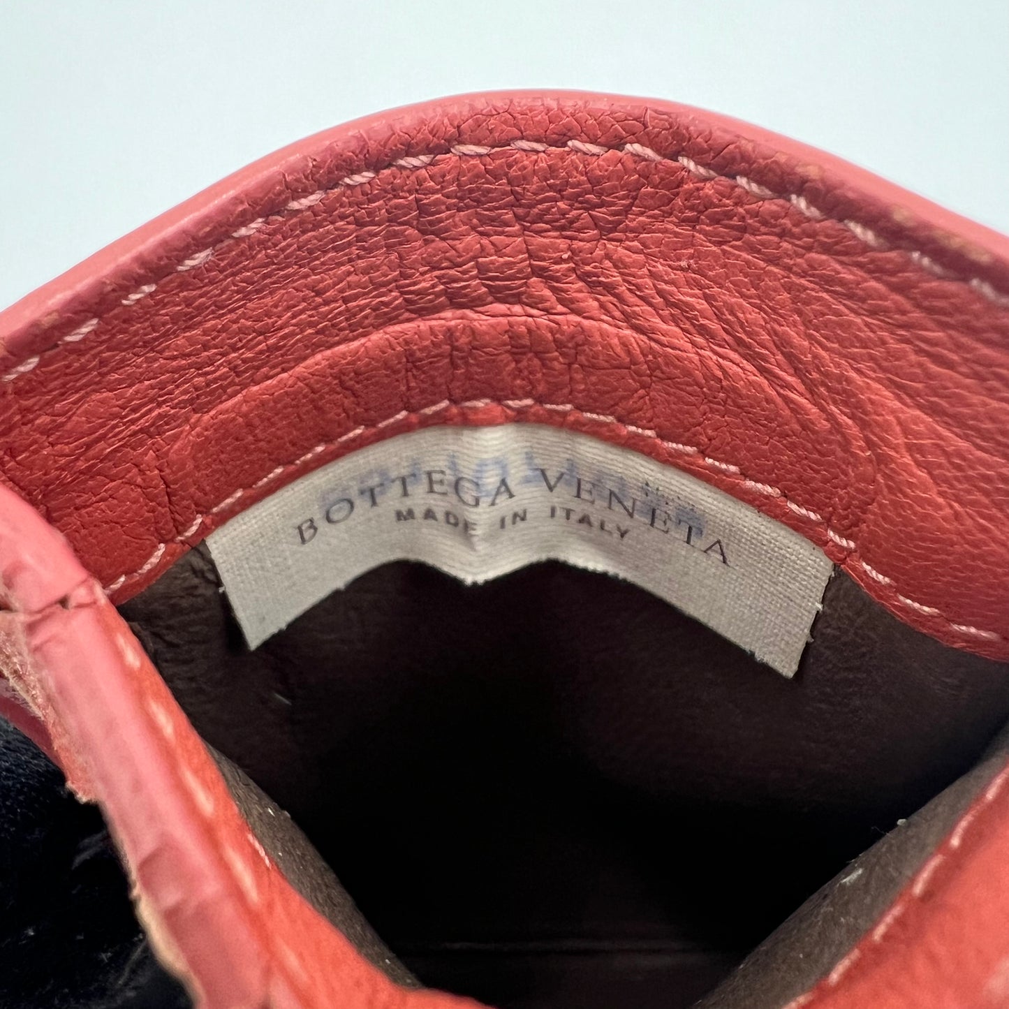 Bottega Veneta Salmon Pink Intrecciato ID Cardholder Lanyard