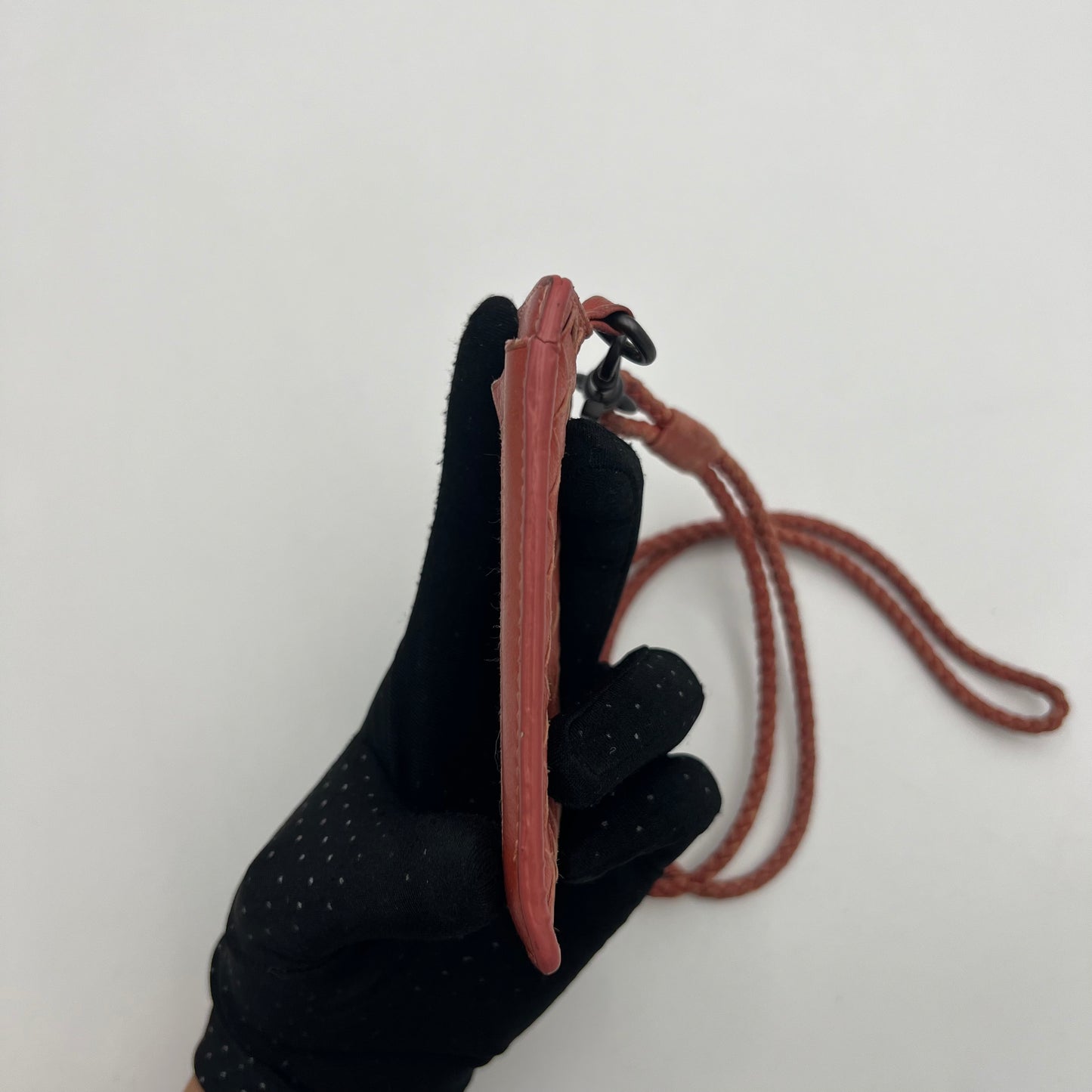 Bottega Veneta Salmon Pink Intrecciato ID Cardholder Lanyard