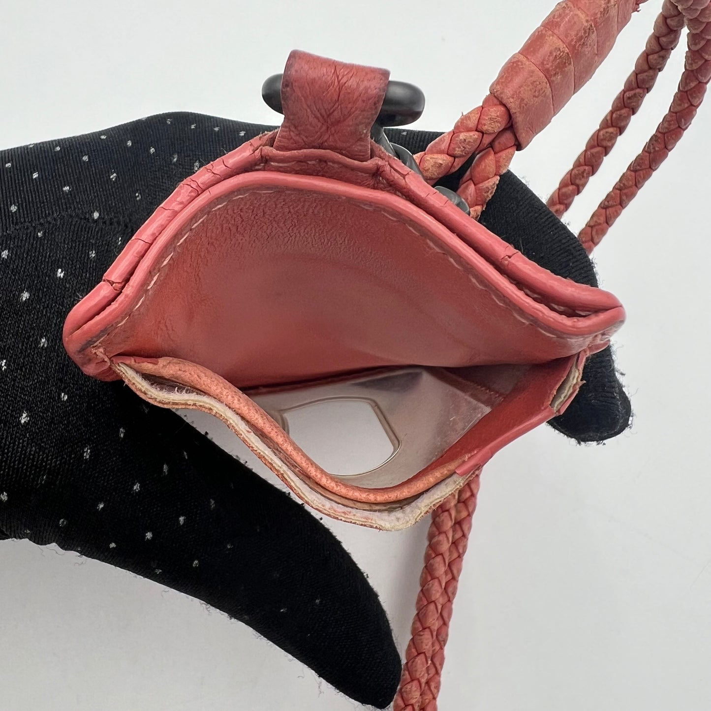Bottega Veneta Salmon Pink Intrecciato ID Cardholder Lanyard
