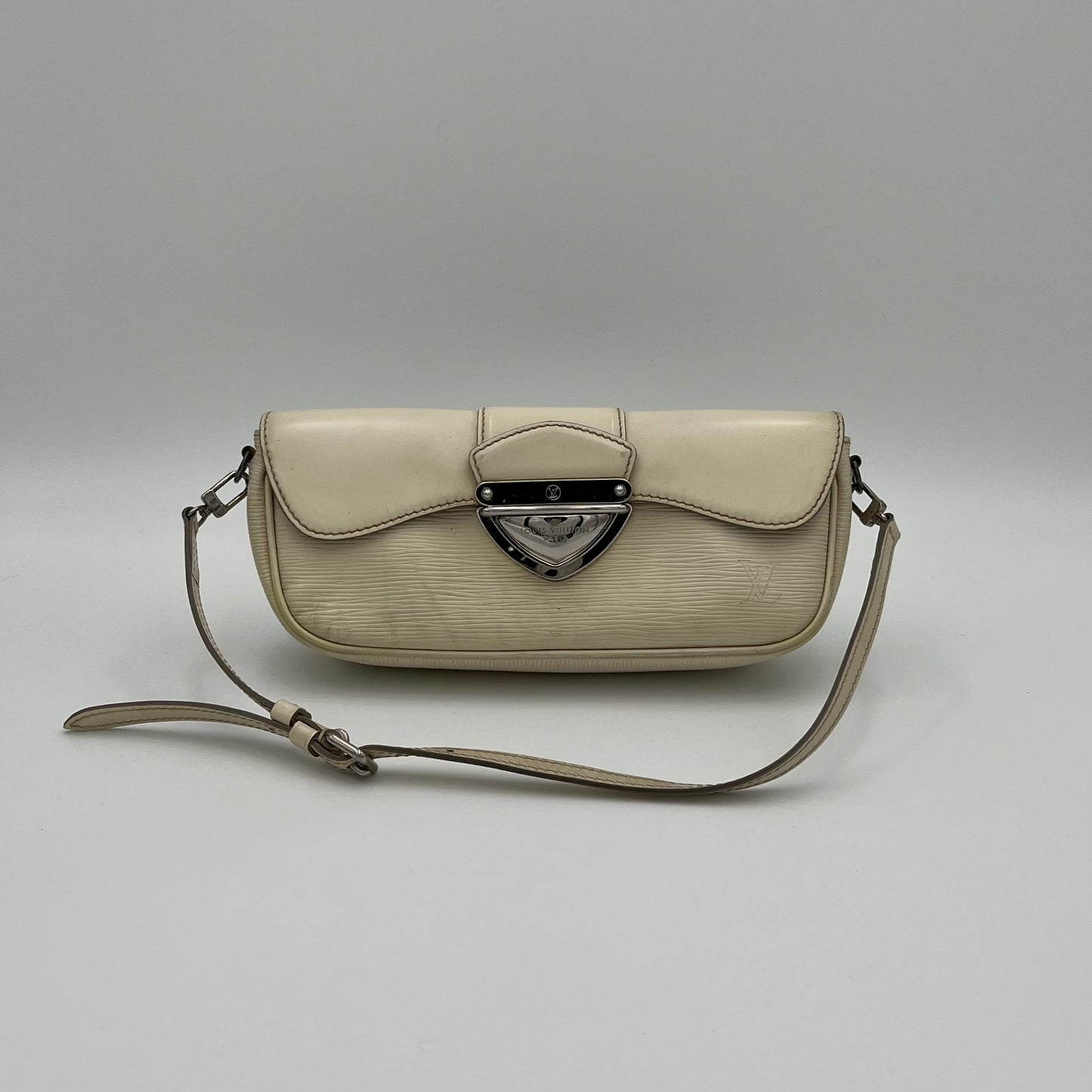 LV White Epi Leather Montaigne Clutch Pochette