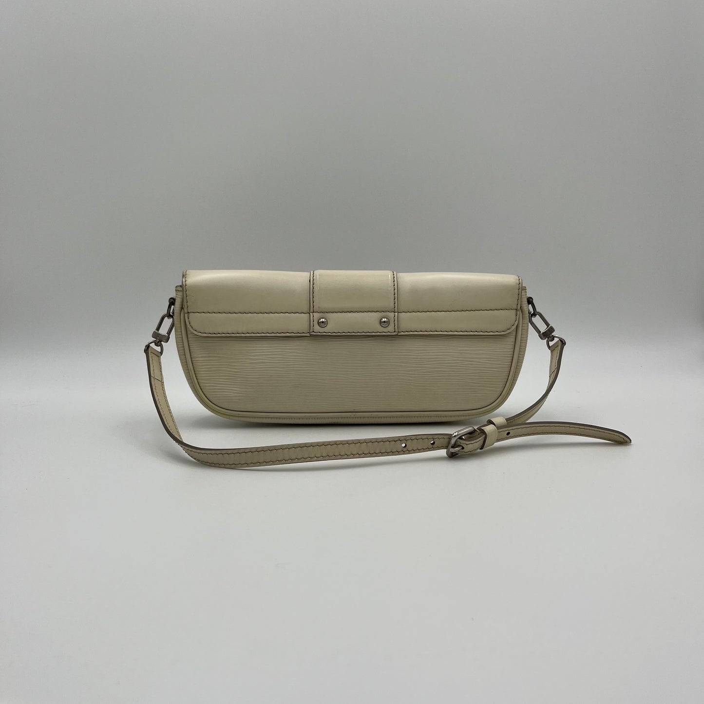 LV White Epi Leather Montaigne Clutch Pochette